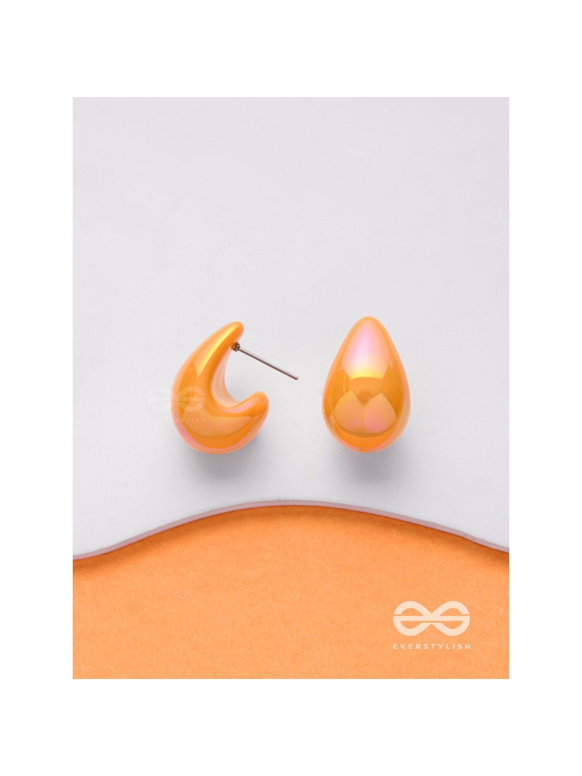 Shining Crescents - Holographic Acrylic Earrings (Orange)