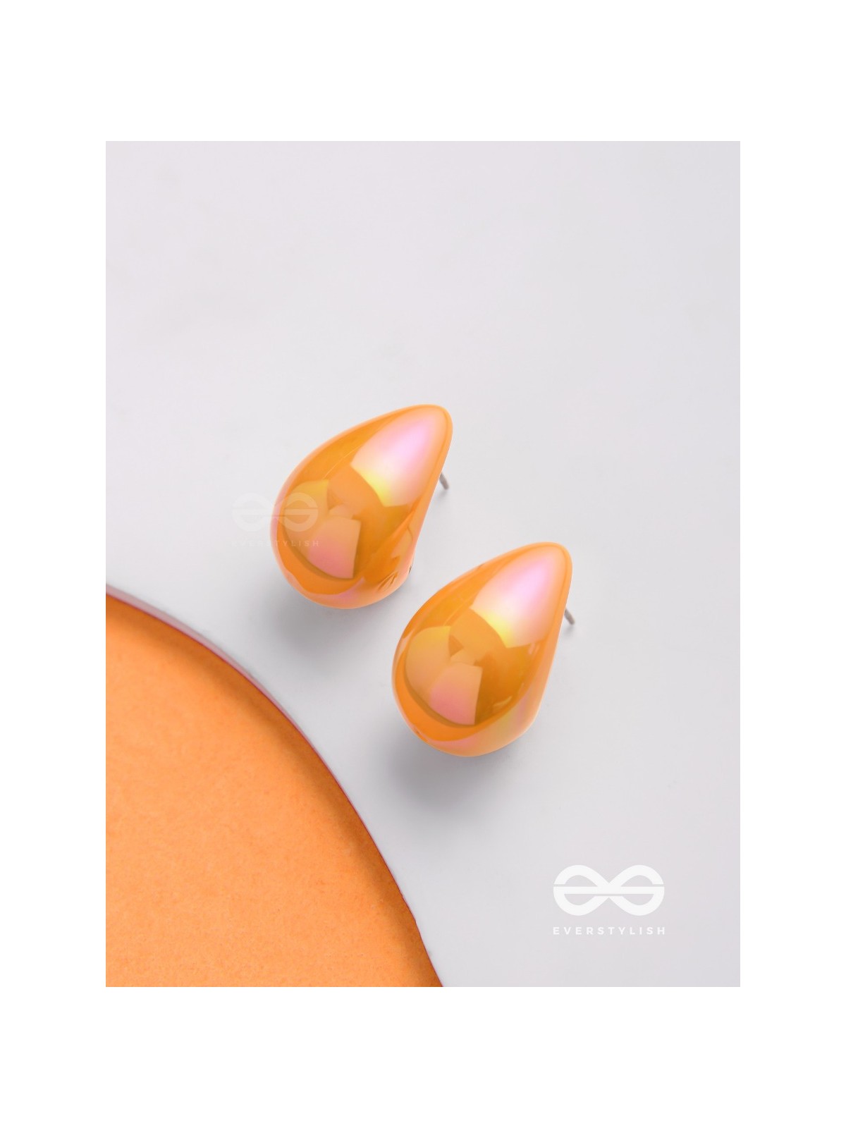 Shining Crescents - Holographic Acrylic Earrings (Orange)