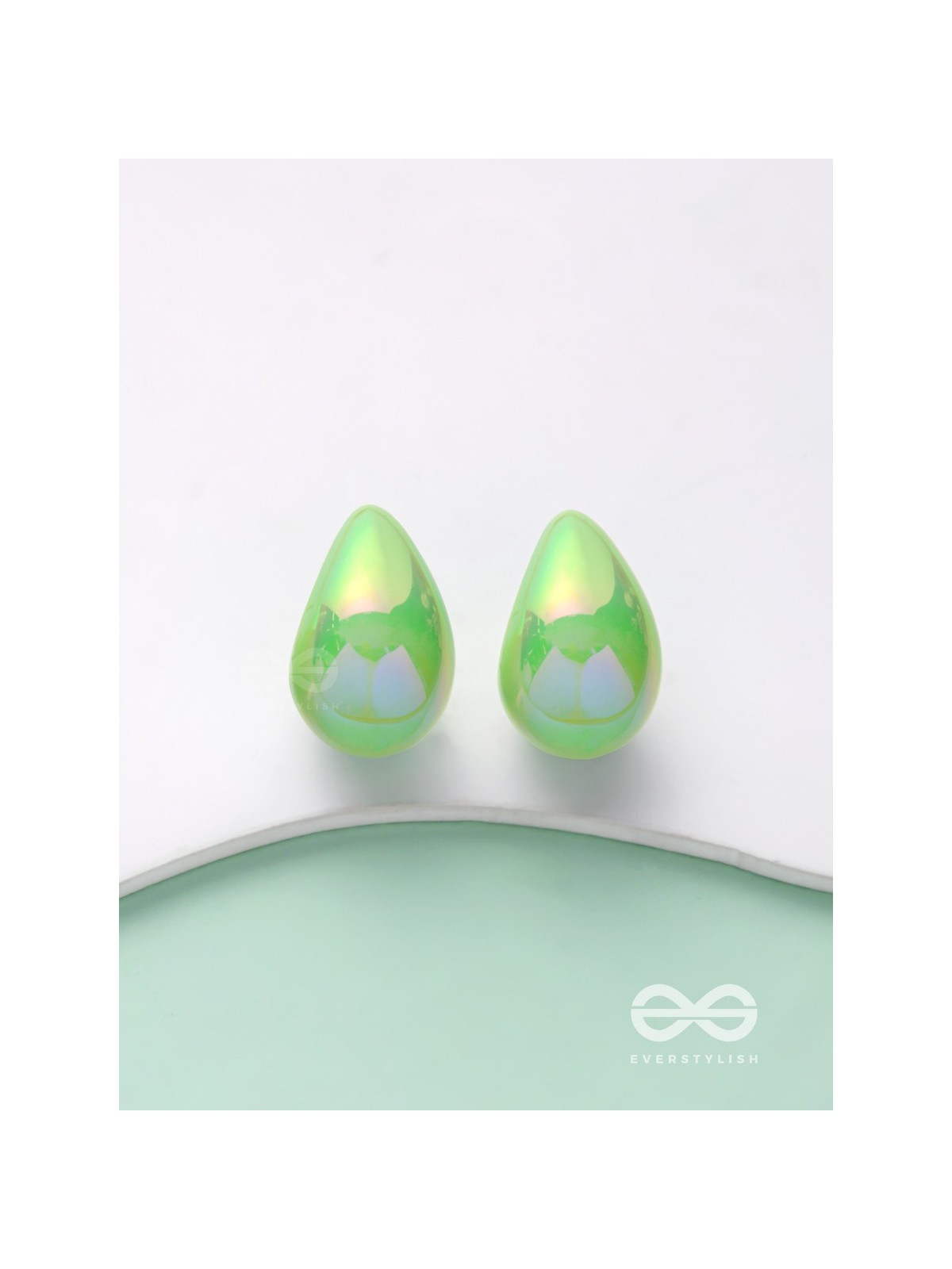 Shining Crescents - Holographic Acrylic Earrings (Green)