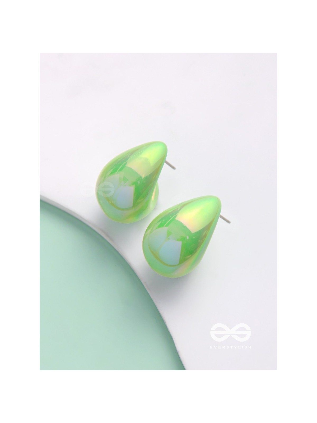 Shining Crescents - Holographic Acrylic Earrings (Green)
