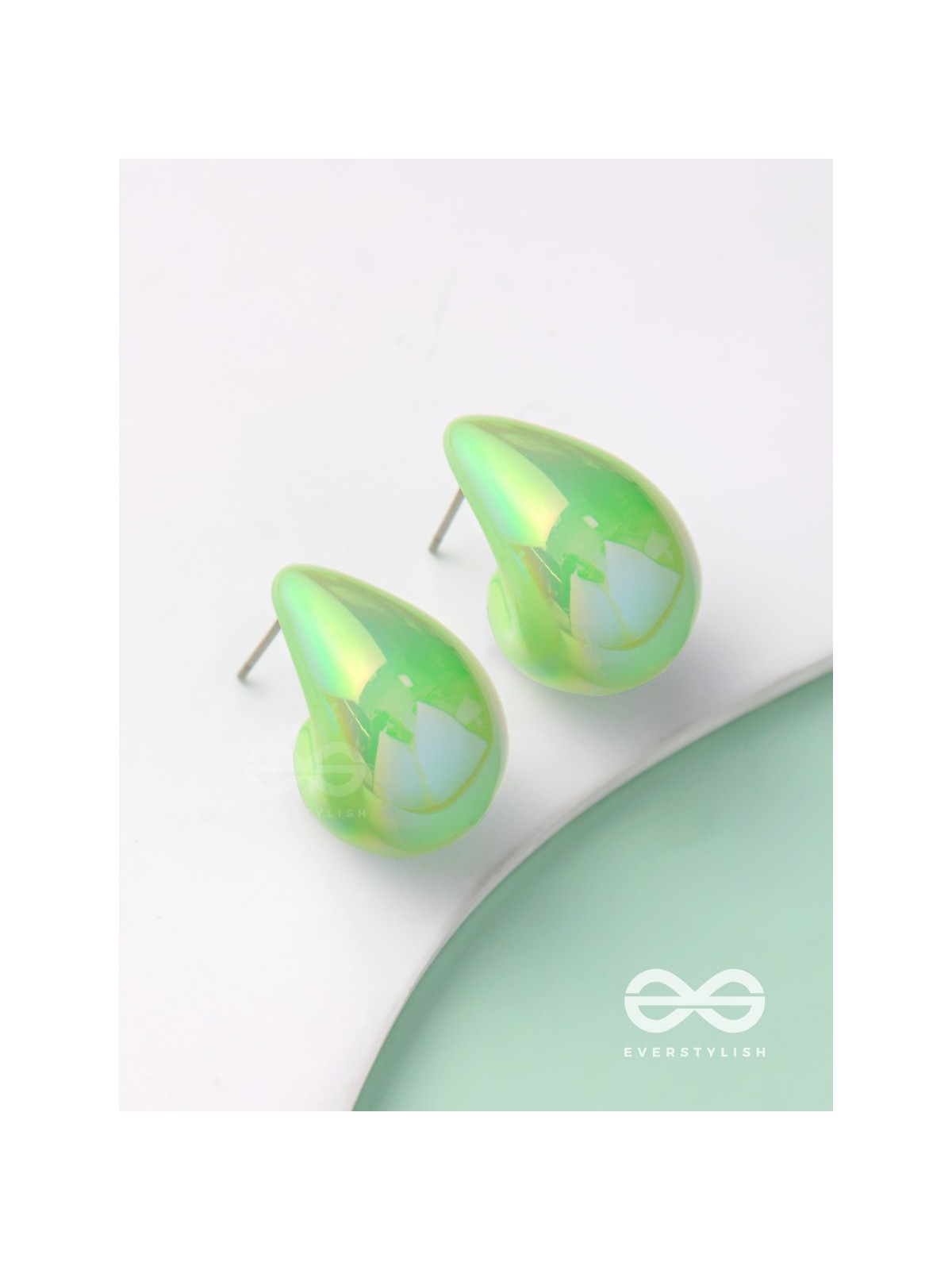 Shining Crescents - Holographic Acrylic Earrings (Green)
