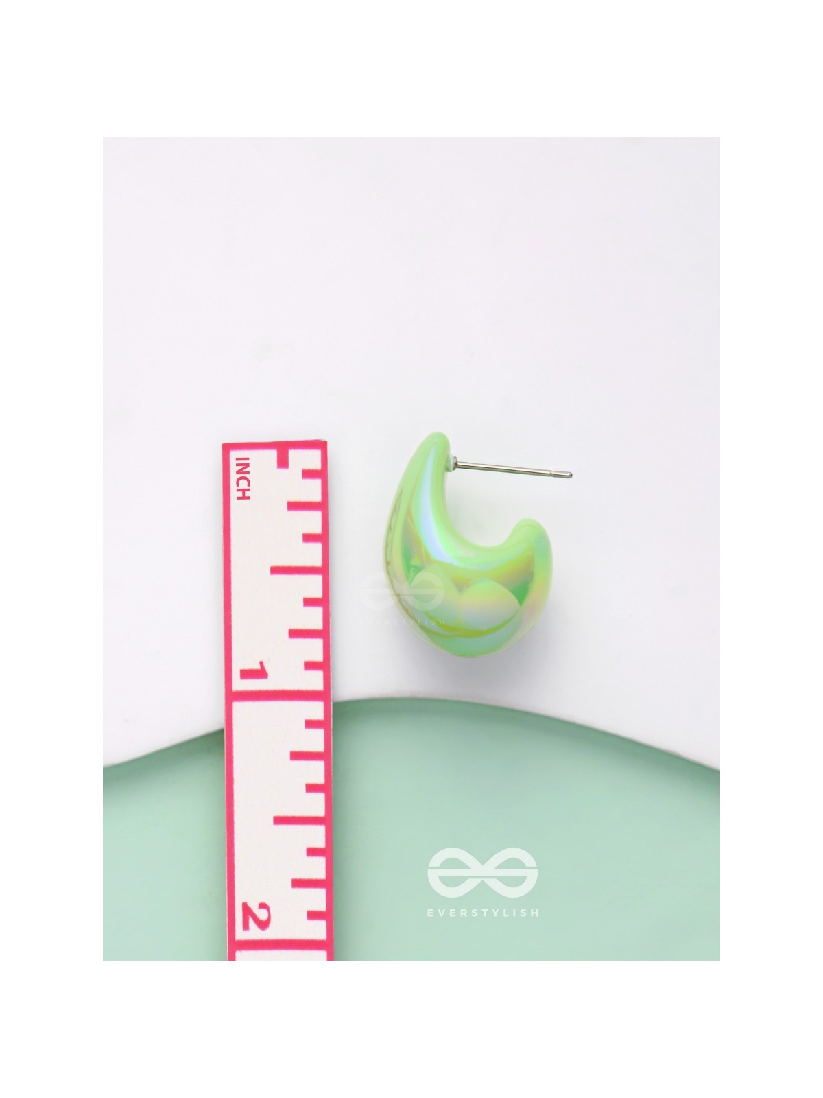 Shining Crescents - Holographic Acrylic Earrings (Green)