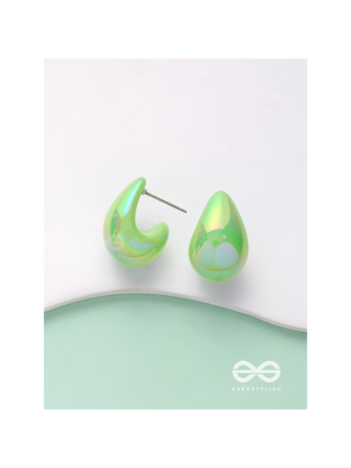 Shining Crescents - Holographic Acrylic Earrings (Green)