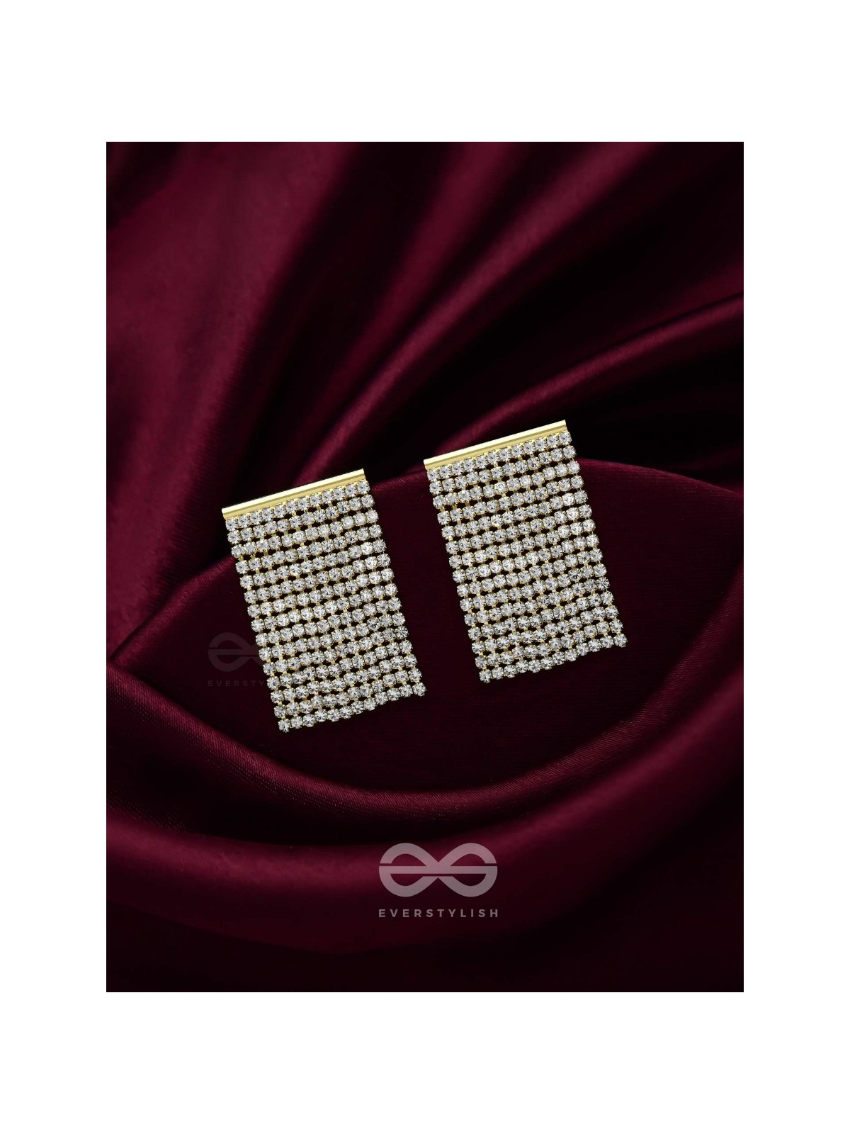 Starry Falls - Golden Embellished Earrings