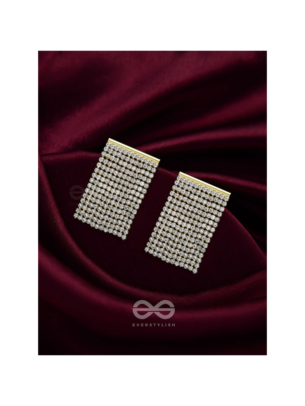 Starry Falls - Golden Embellished Earrings