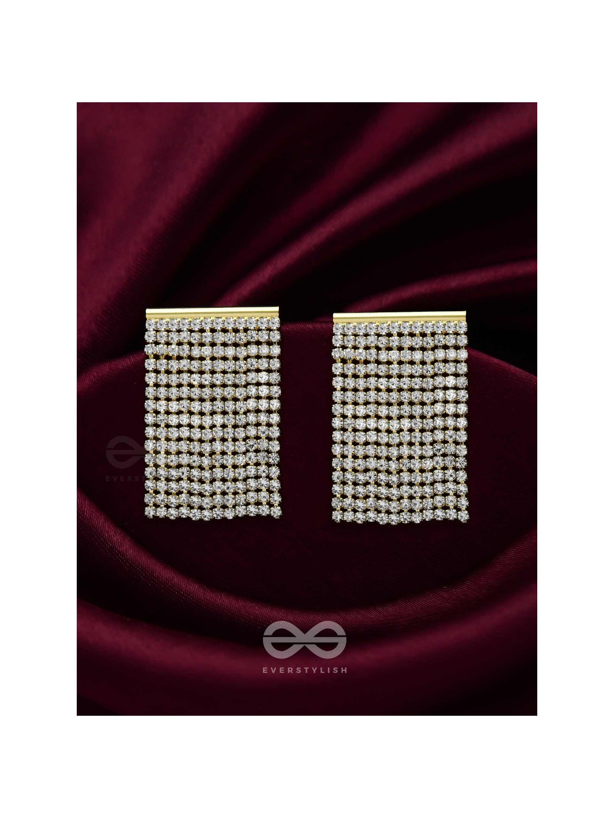 Starry Falls - Golden Embellished Earrings