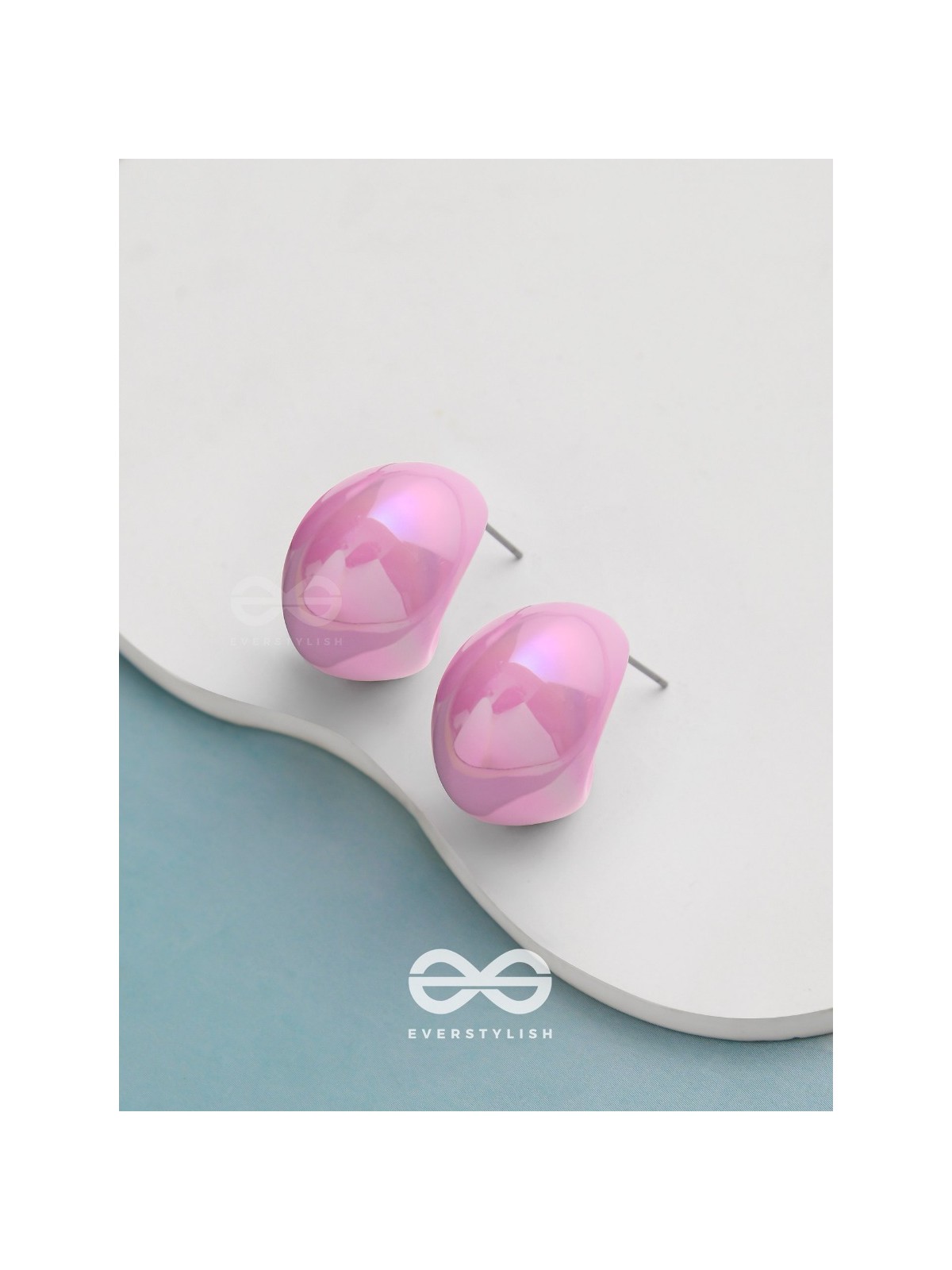 Groovy Arcs - Holographic Acrylic Earrings (Pink)