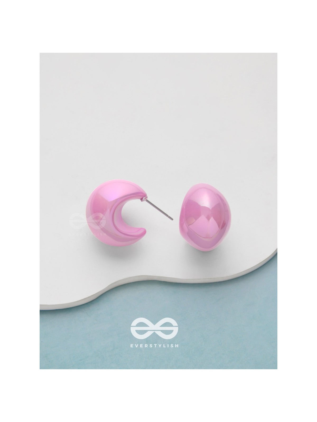 Groovy Arcs - Holographic Acrylic Earrings (Pink)