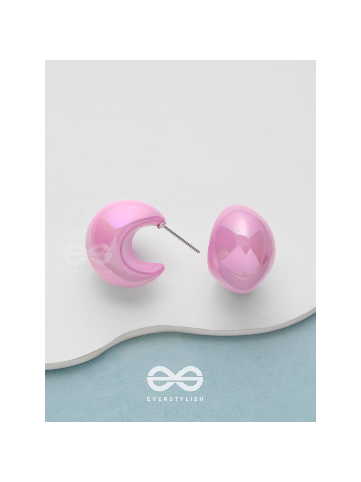 Groovy Arcs - Holographic Acrylic Earrings (Pink)
