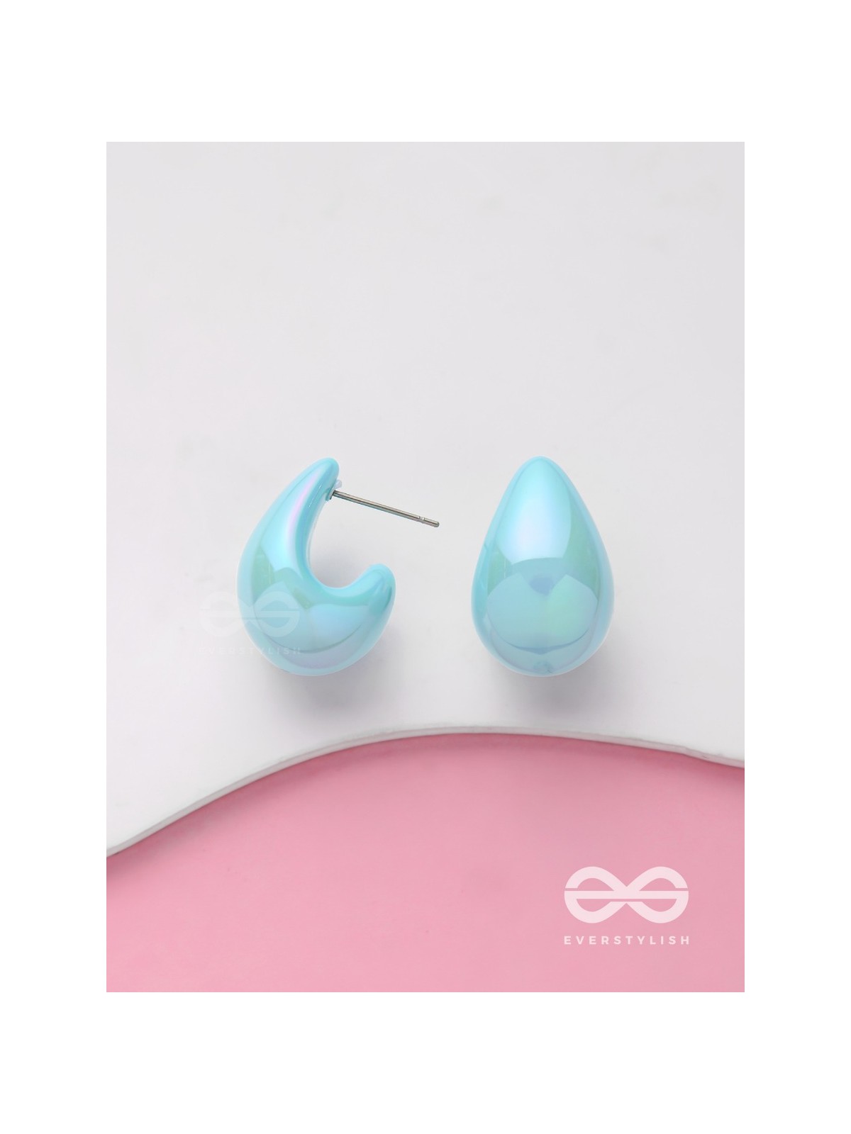 Shining Crescents - Holographic Acrylic Earrings (Light Blue)