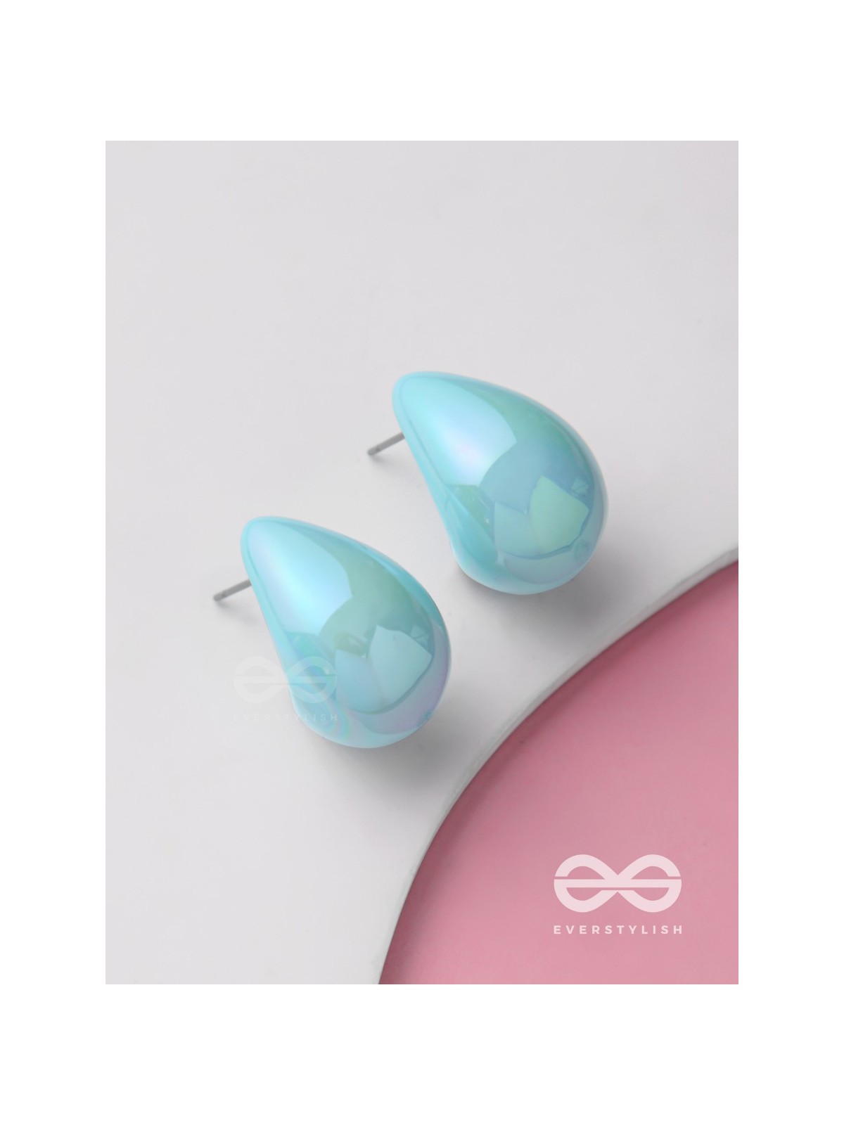 Shining Crescents - Holographic Acrylic Earrings (Light Blue)