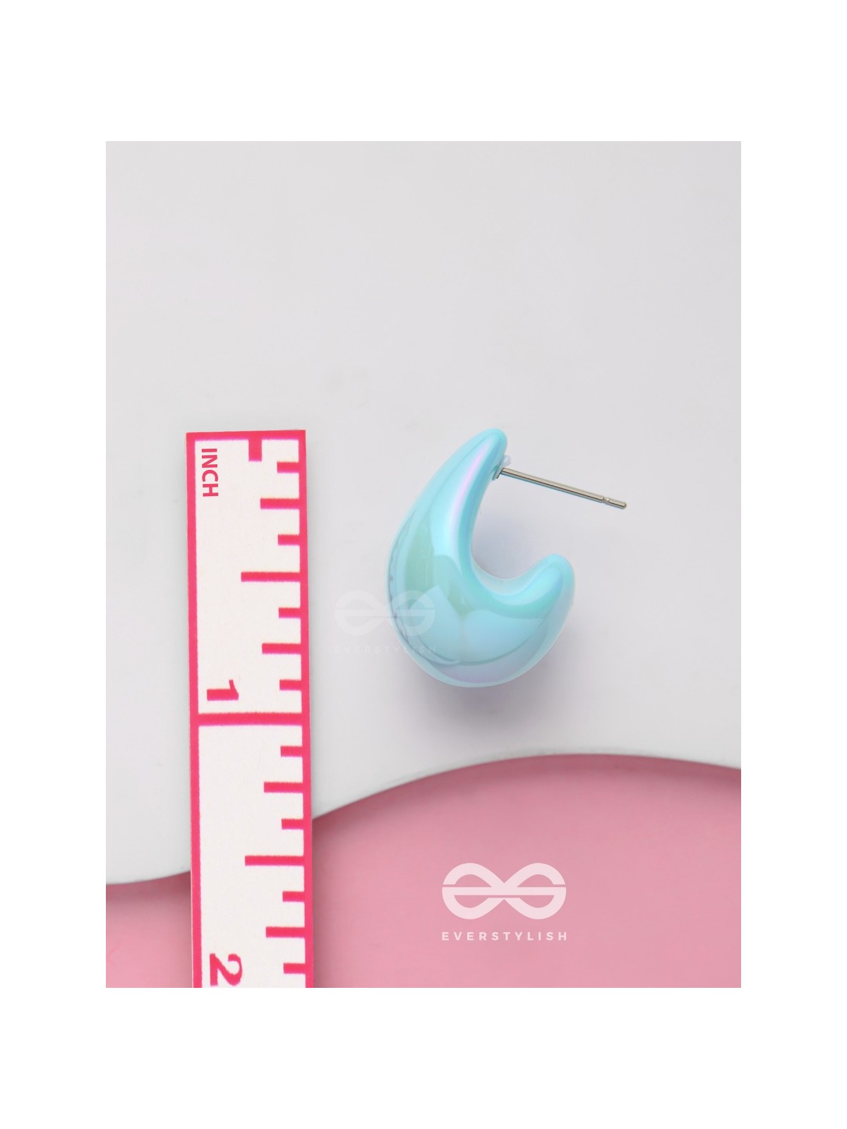 Shining Crescents - Holographic Acrylic Earrings (Light Blue)