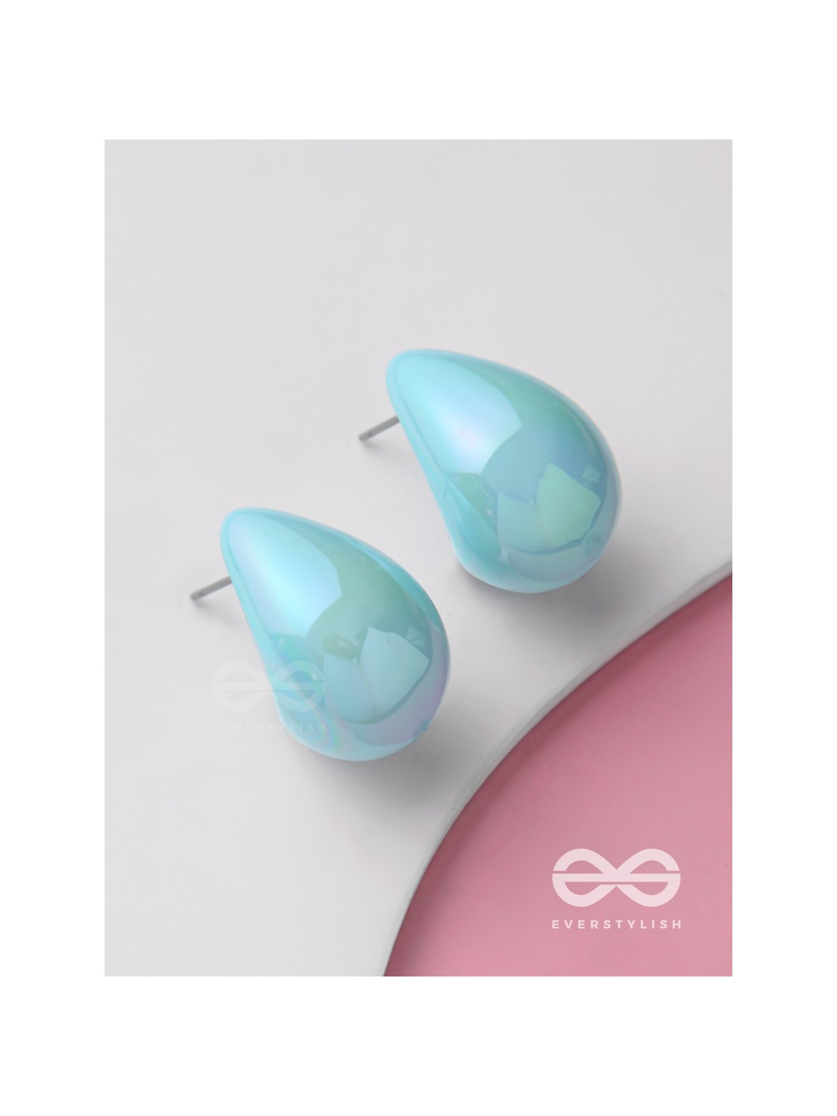 Shining Crescents - Holographic Acrylic Earrings (Light Blue)
