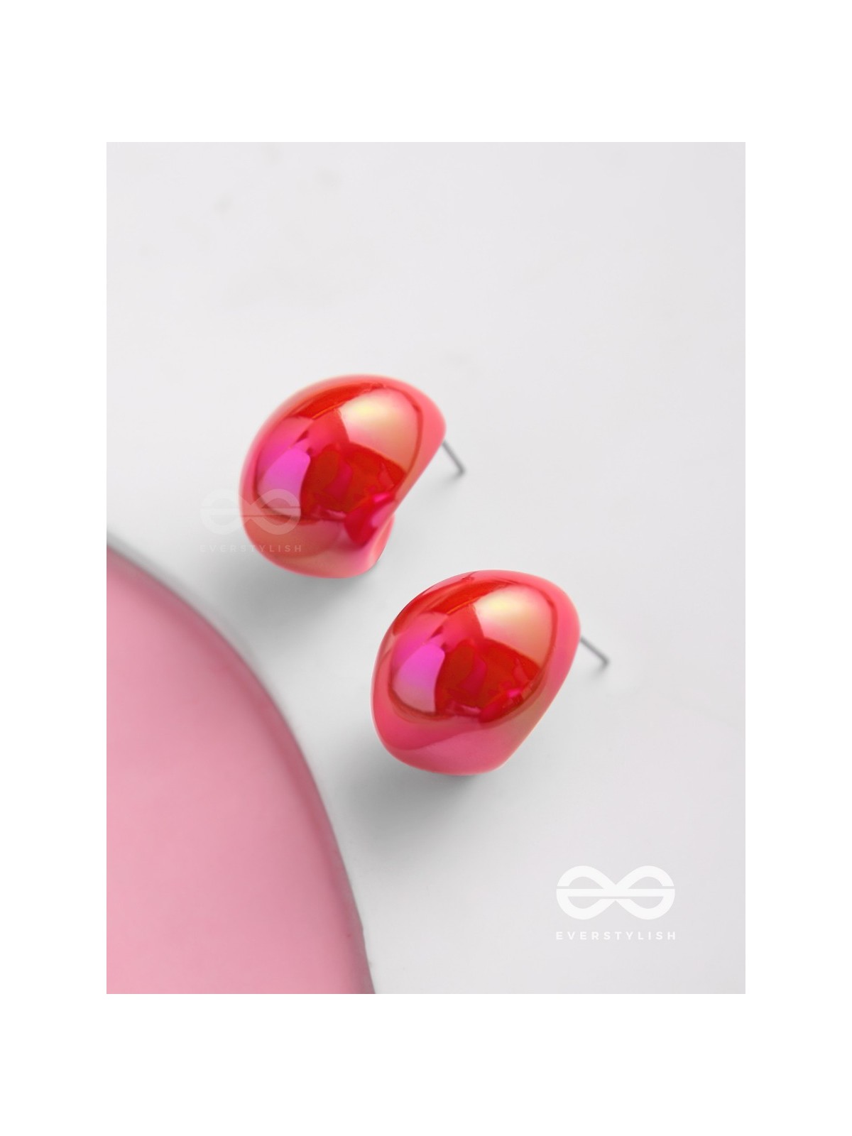 Groovy Arcs - Holographic Acrylic Earrings (Red)