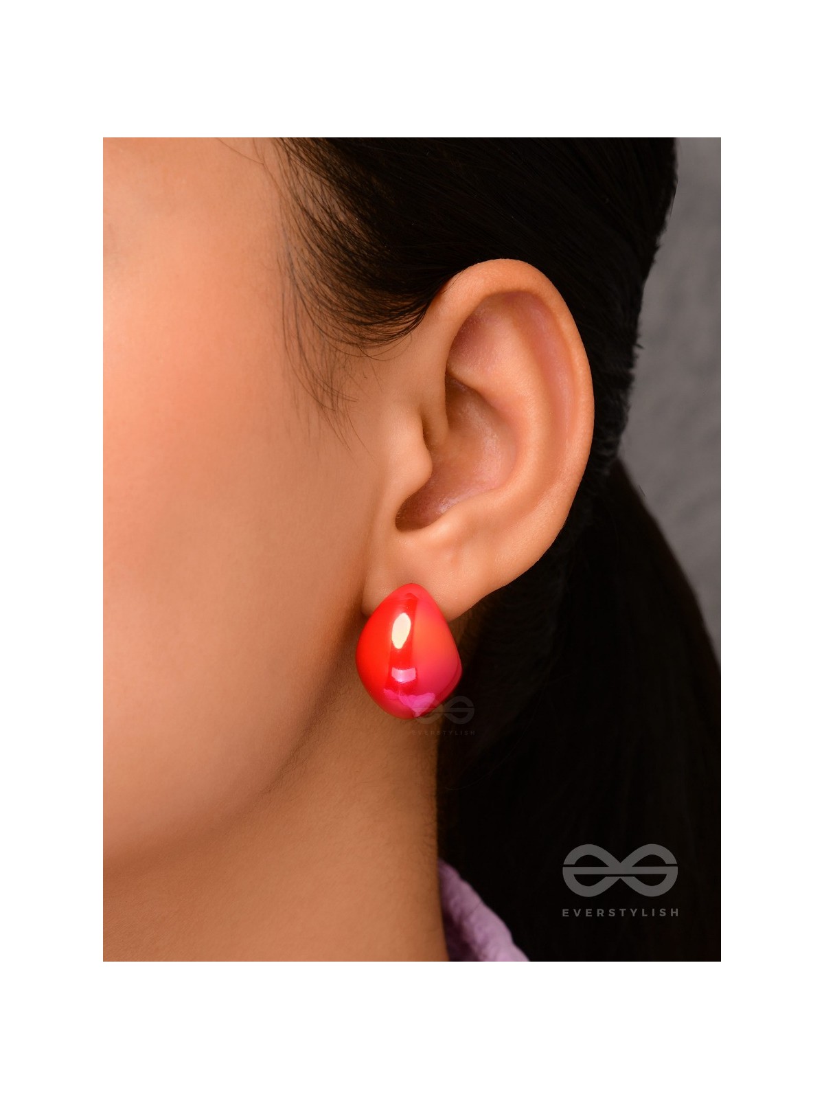 Groovy Arcs - Holographic Acrylic Earrings (Red)