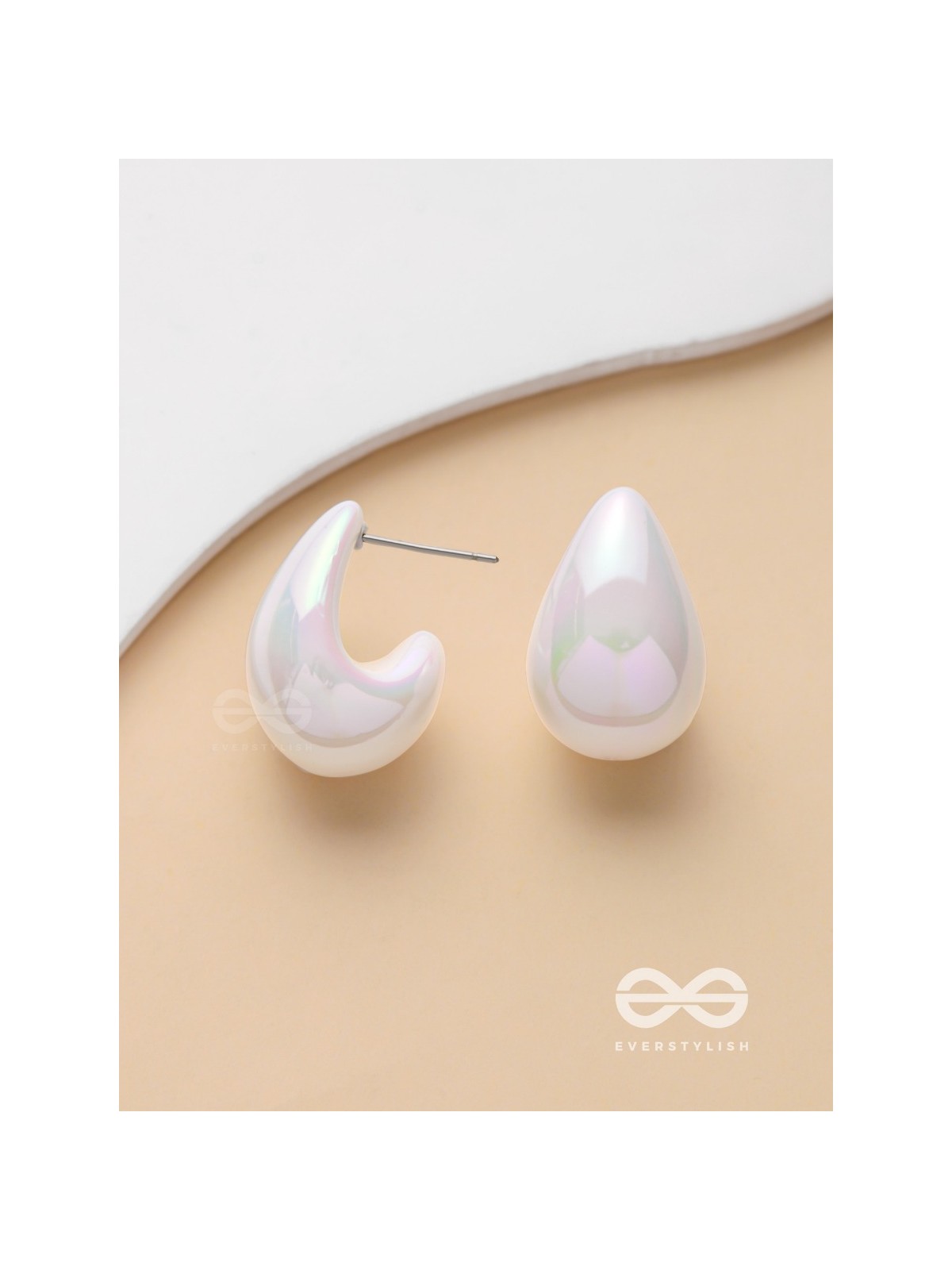 Shining Crescents - Holographic Acrylic Earrings (White)