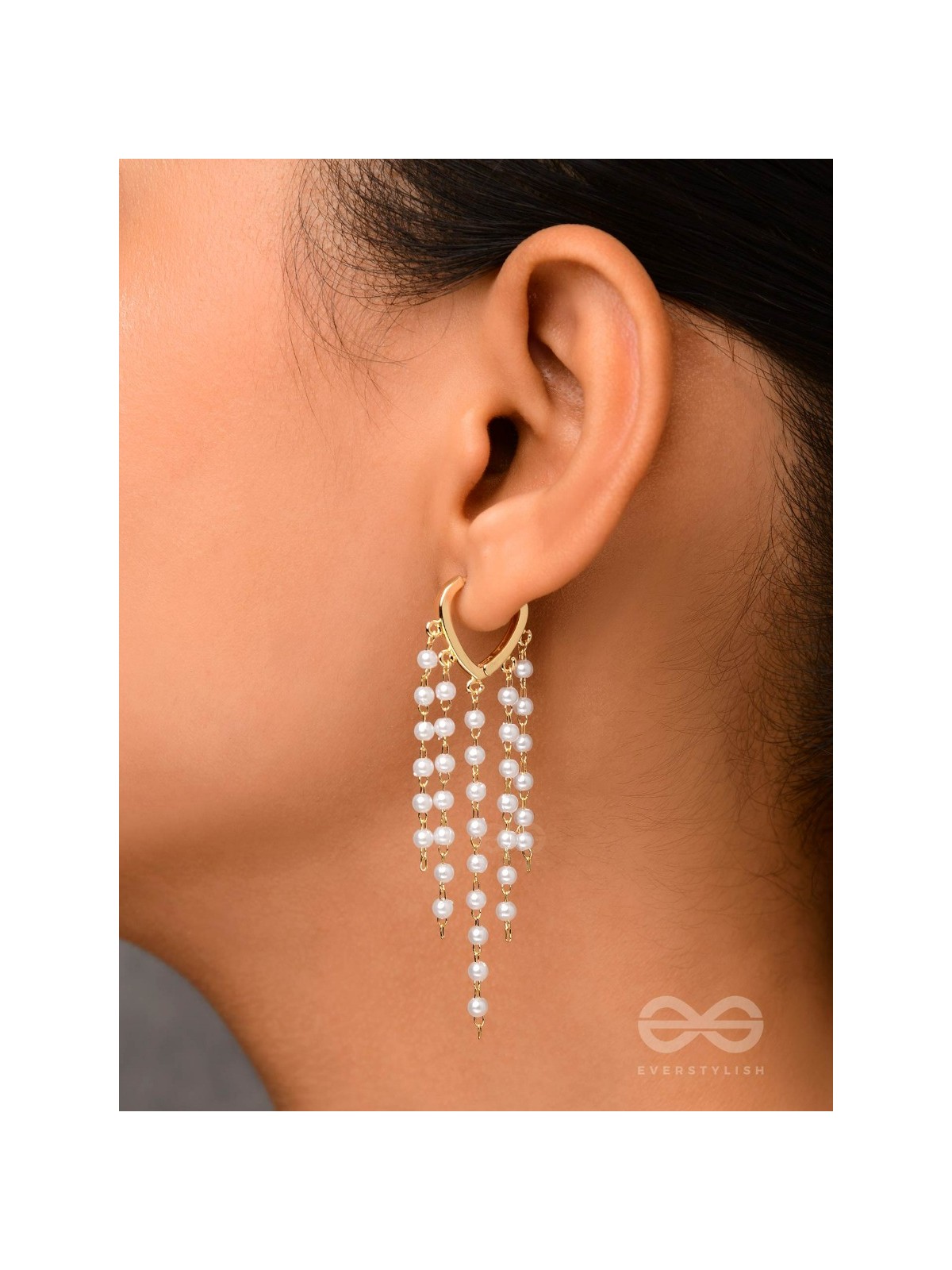 Chandelier Pearls - Golden Pearl Earrings