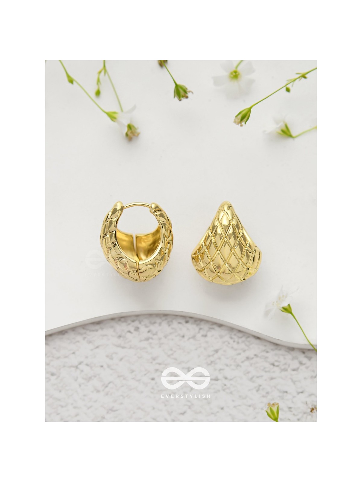Glamorous Honeycomb -  Golden Earrings