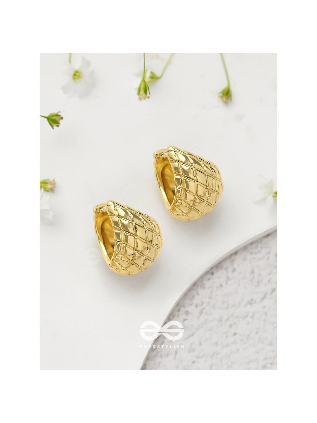 Glamorous Honeycomb -  Golden Earrings