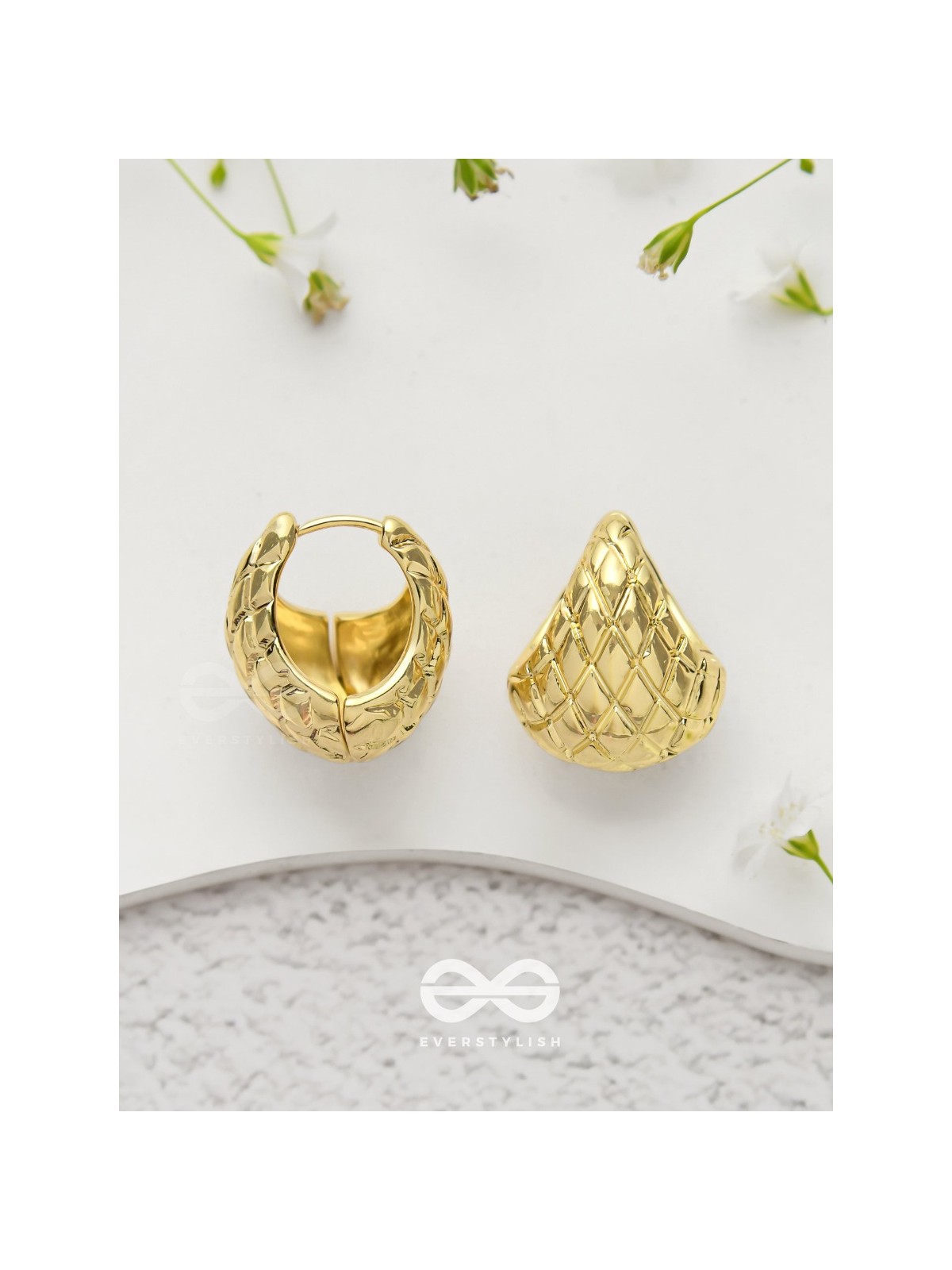 Glamorous Honeycomb -  Golden Earrings