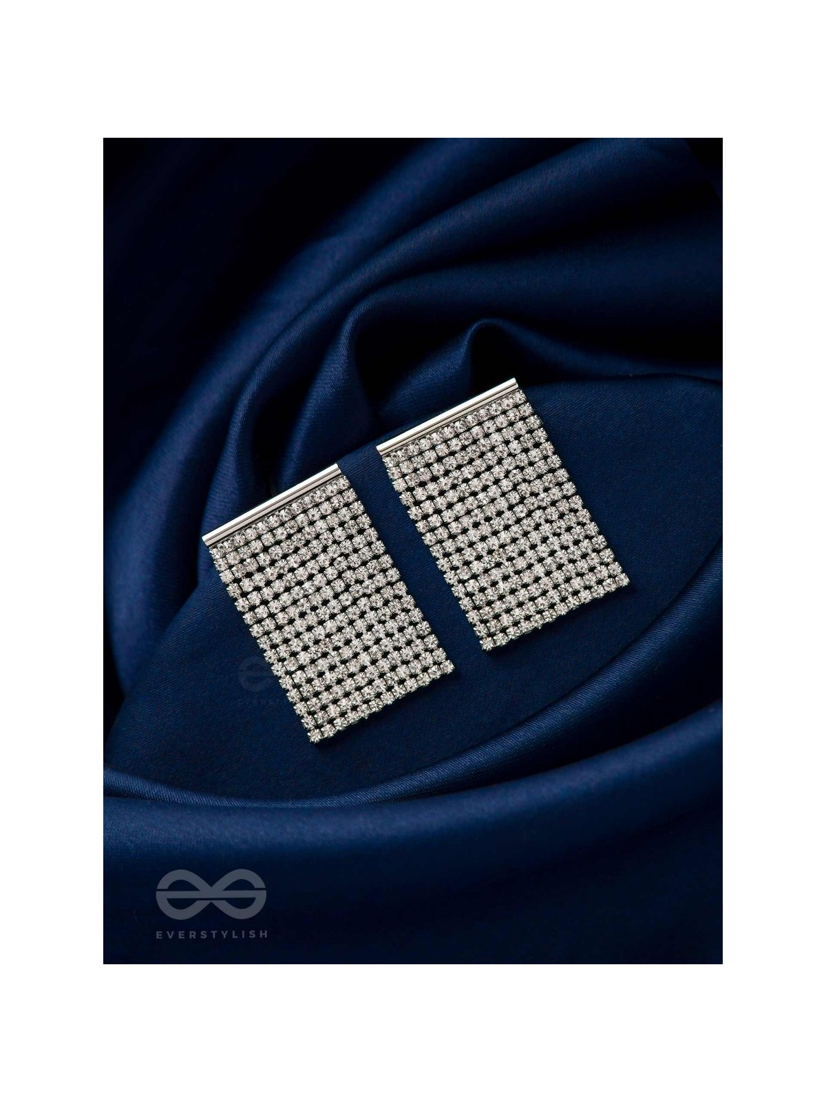 Starry Falls - Silver Embellished Earrings