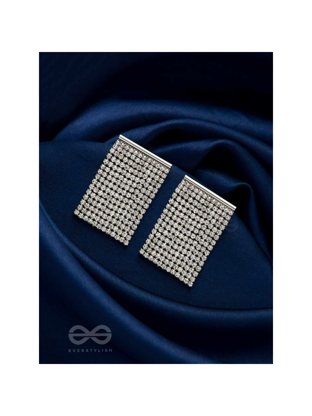 Starry Falls - Silver Embellished Earrings