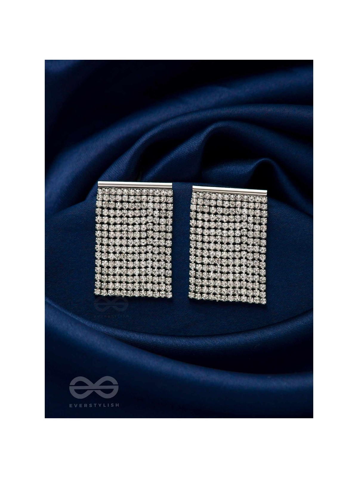 Starry Falls - Silver Embellished Earrings