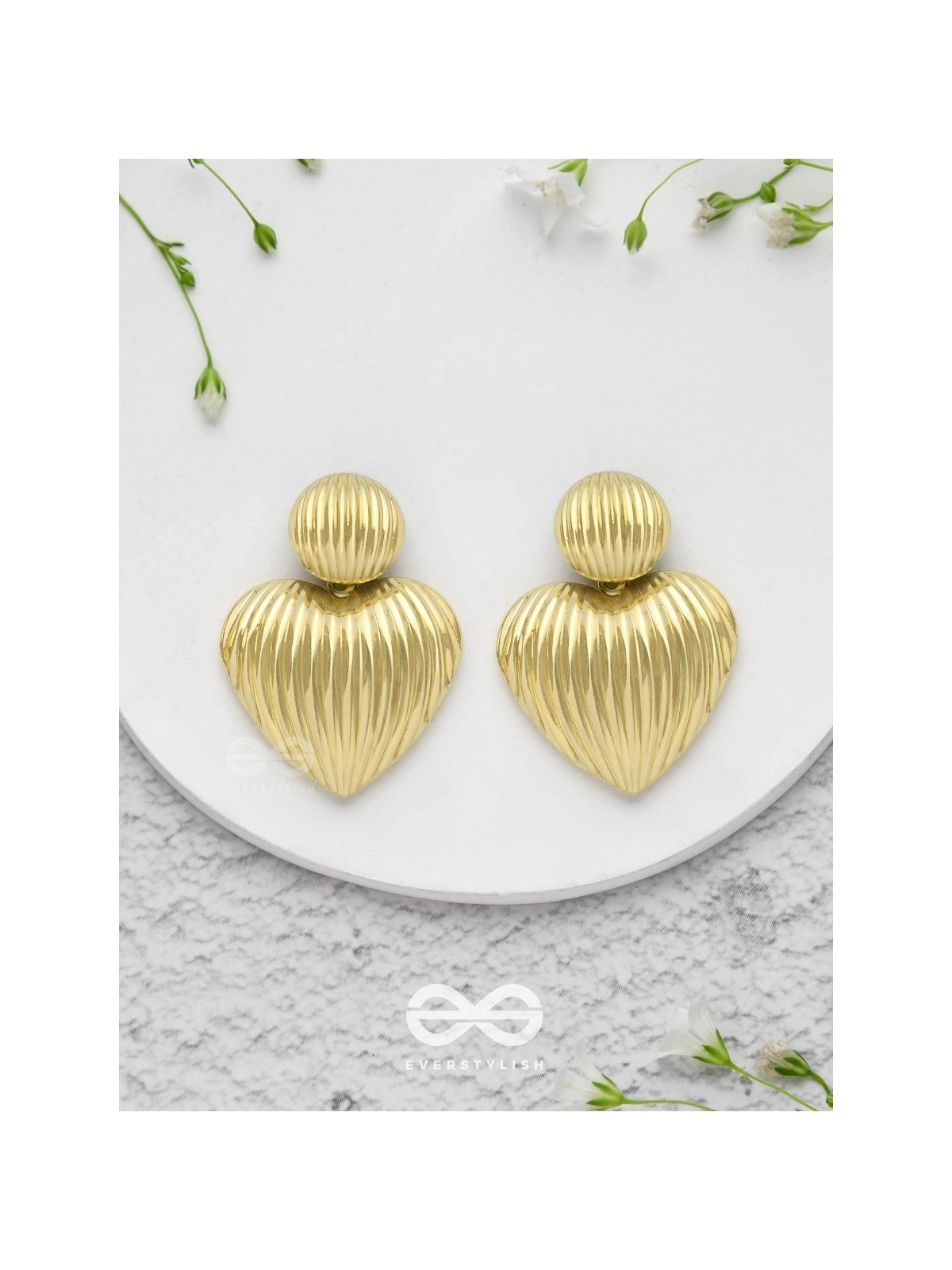 Young Love - Textured Golden Earrings