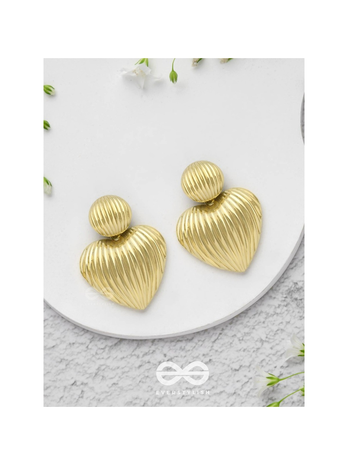 Young Love - Textured Golden Earrings