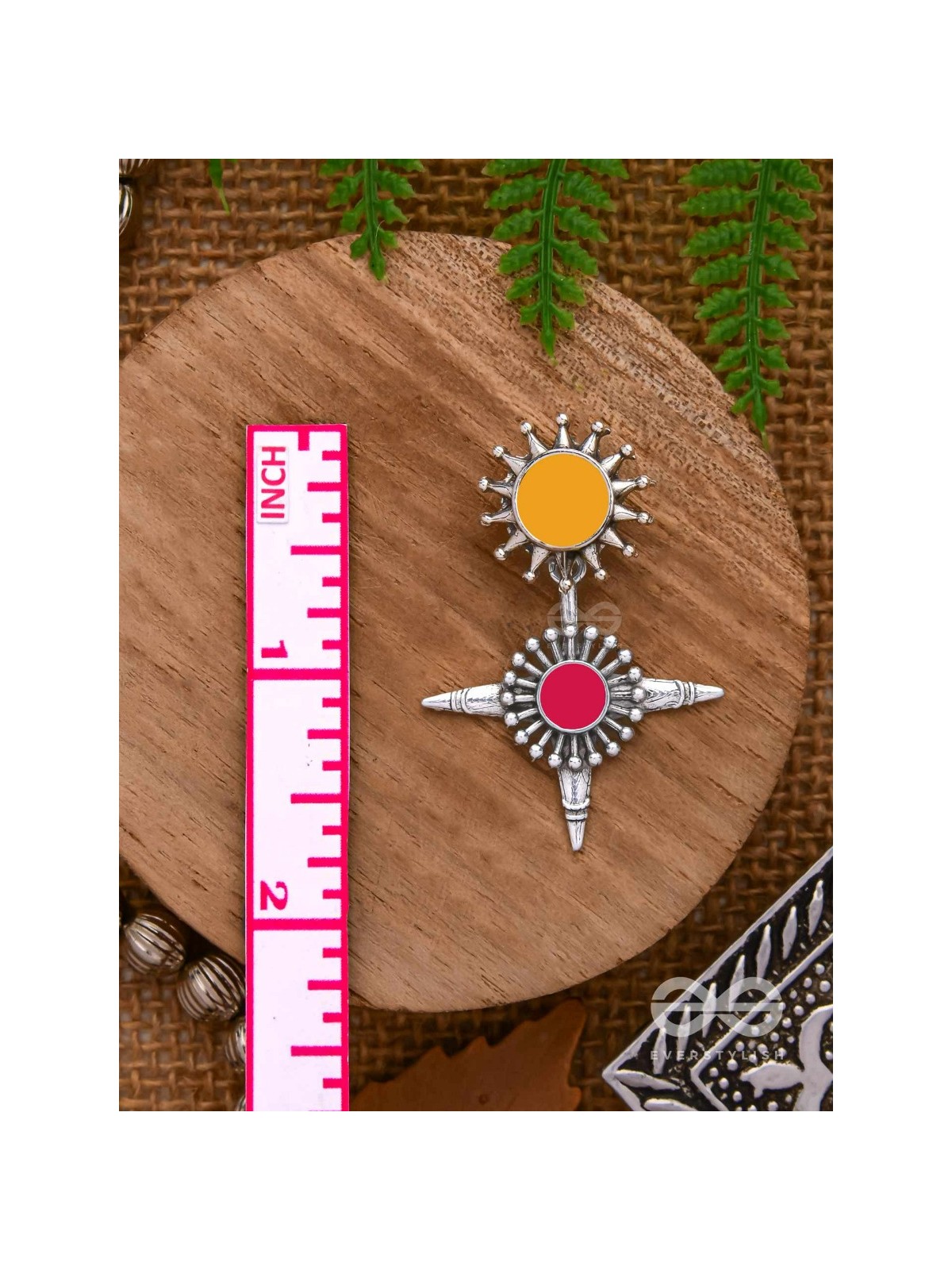 The Sunrise Petal - Statement Enamelled Oxidised Ear Jackets