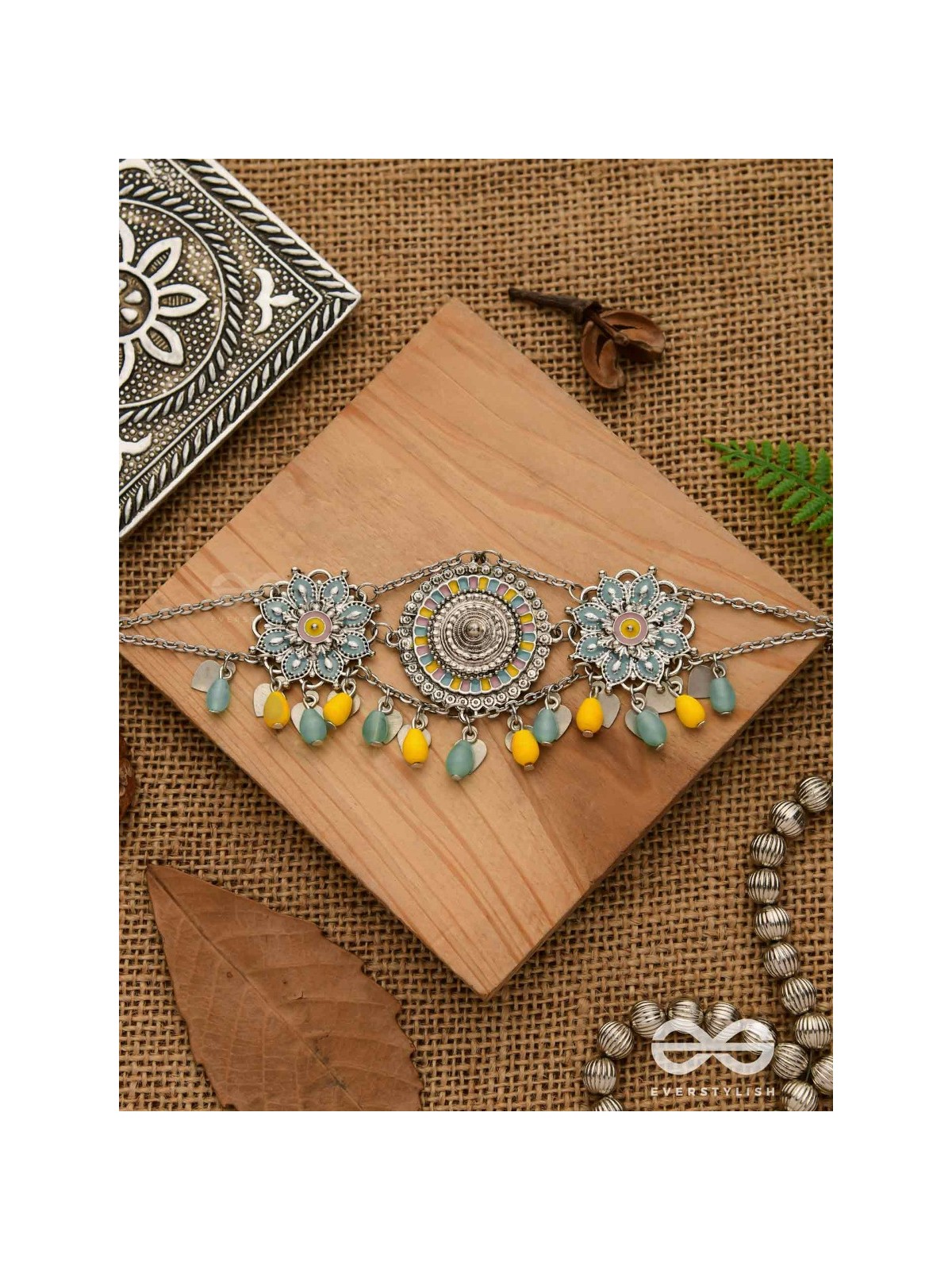 The Playful Skies - Enamelled Oxidised Choker Neckpiece