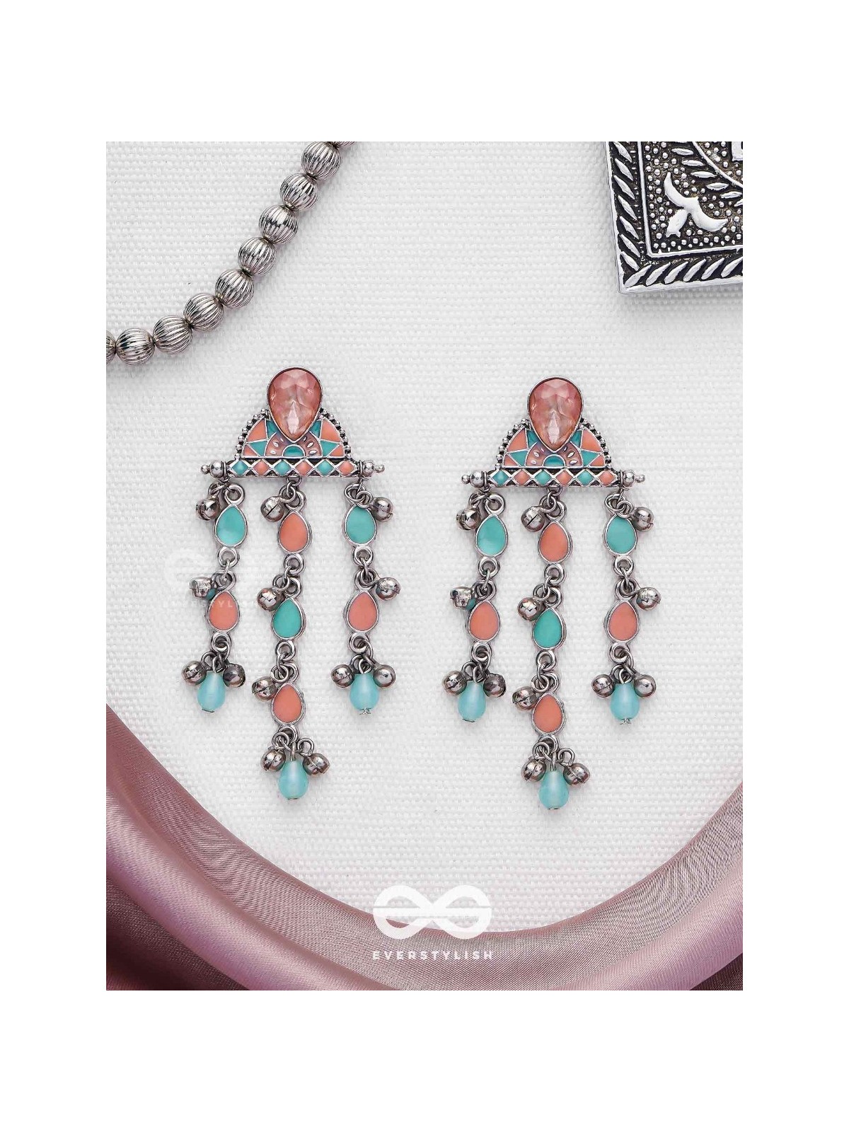 The Umbrella Sprinkles- Enamelled Oxidised Earrings