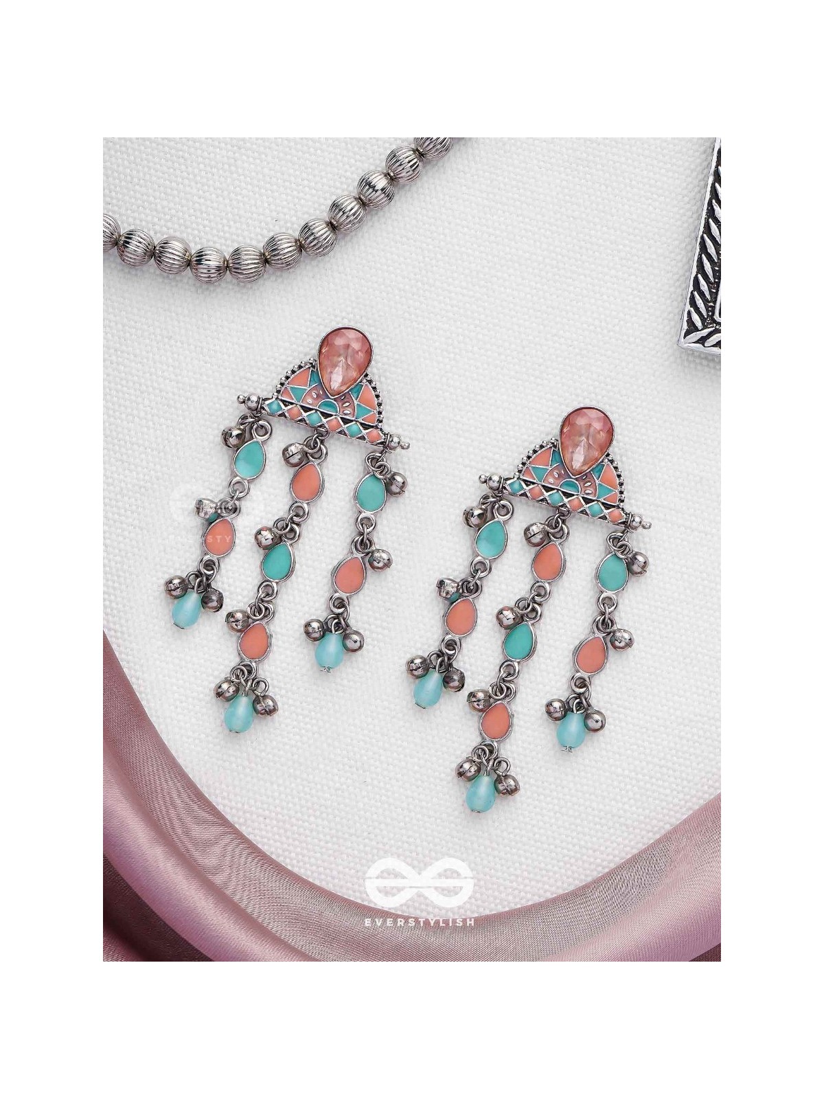 The Umbrella Sprinkles- Enamelled Oxidised Earrings