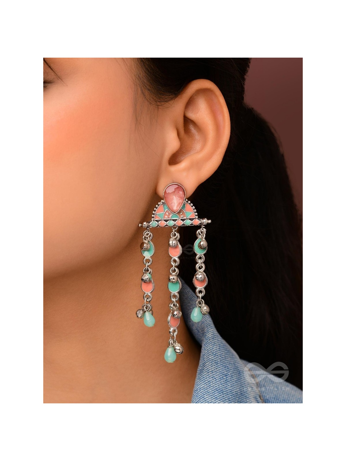 The Umbrella Sprinkles- Enamelled Oxidised Earrings