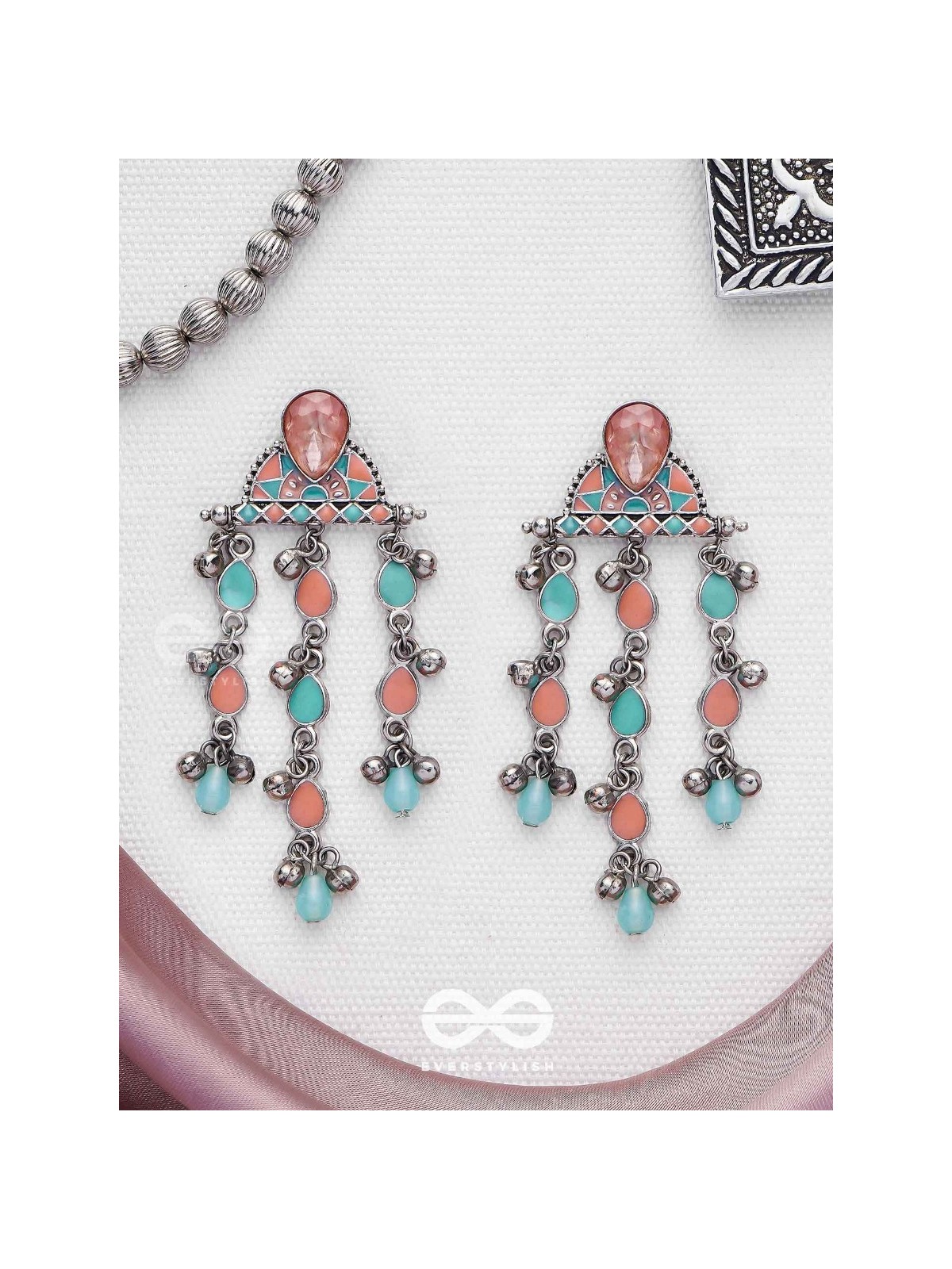 The Umbrella Sprinkles- Enamelled Oxidised Earrings