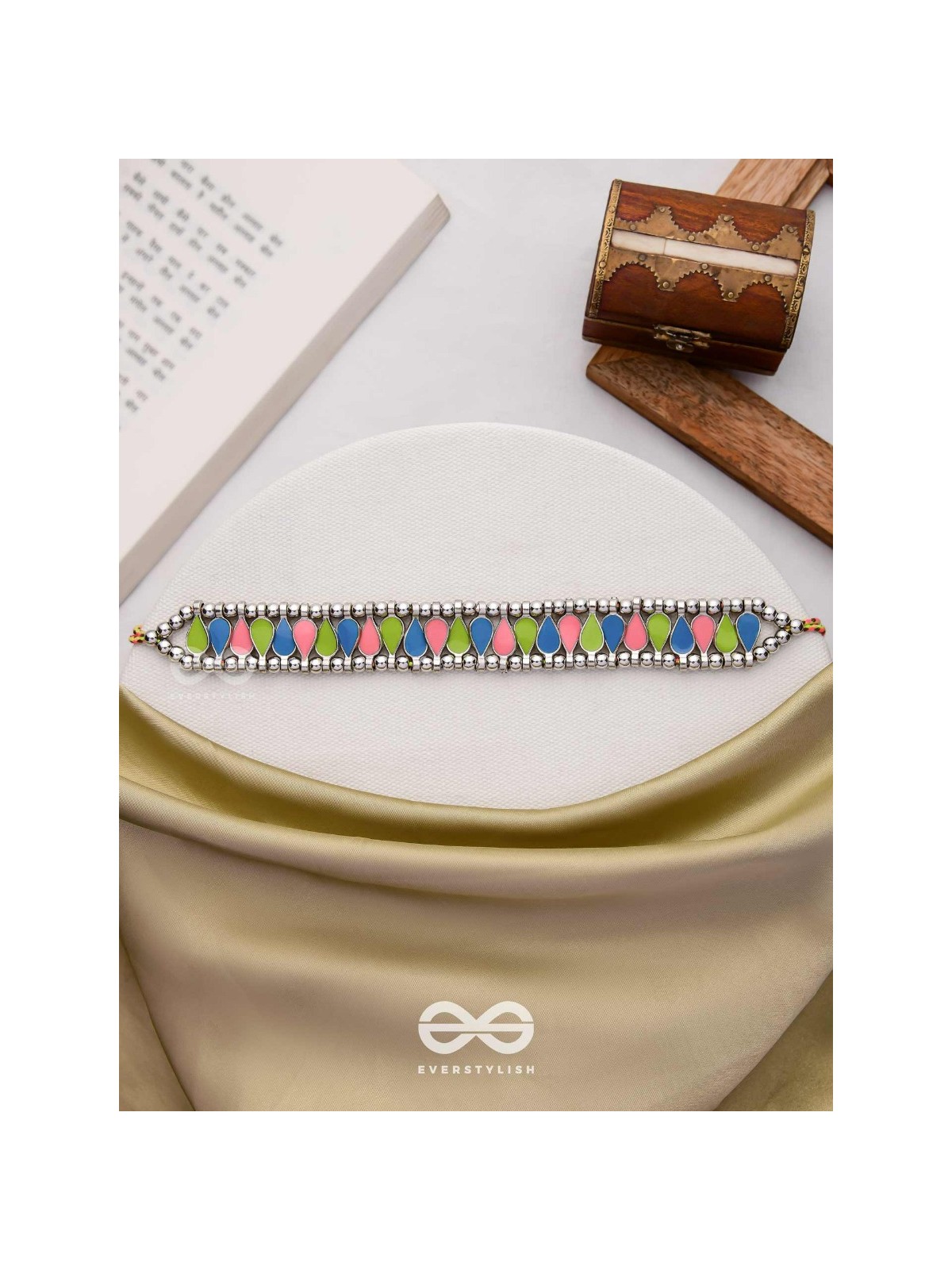  The Vivid Drops - Enamelled Oxidised Choker Neckpiece (Multicolour)