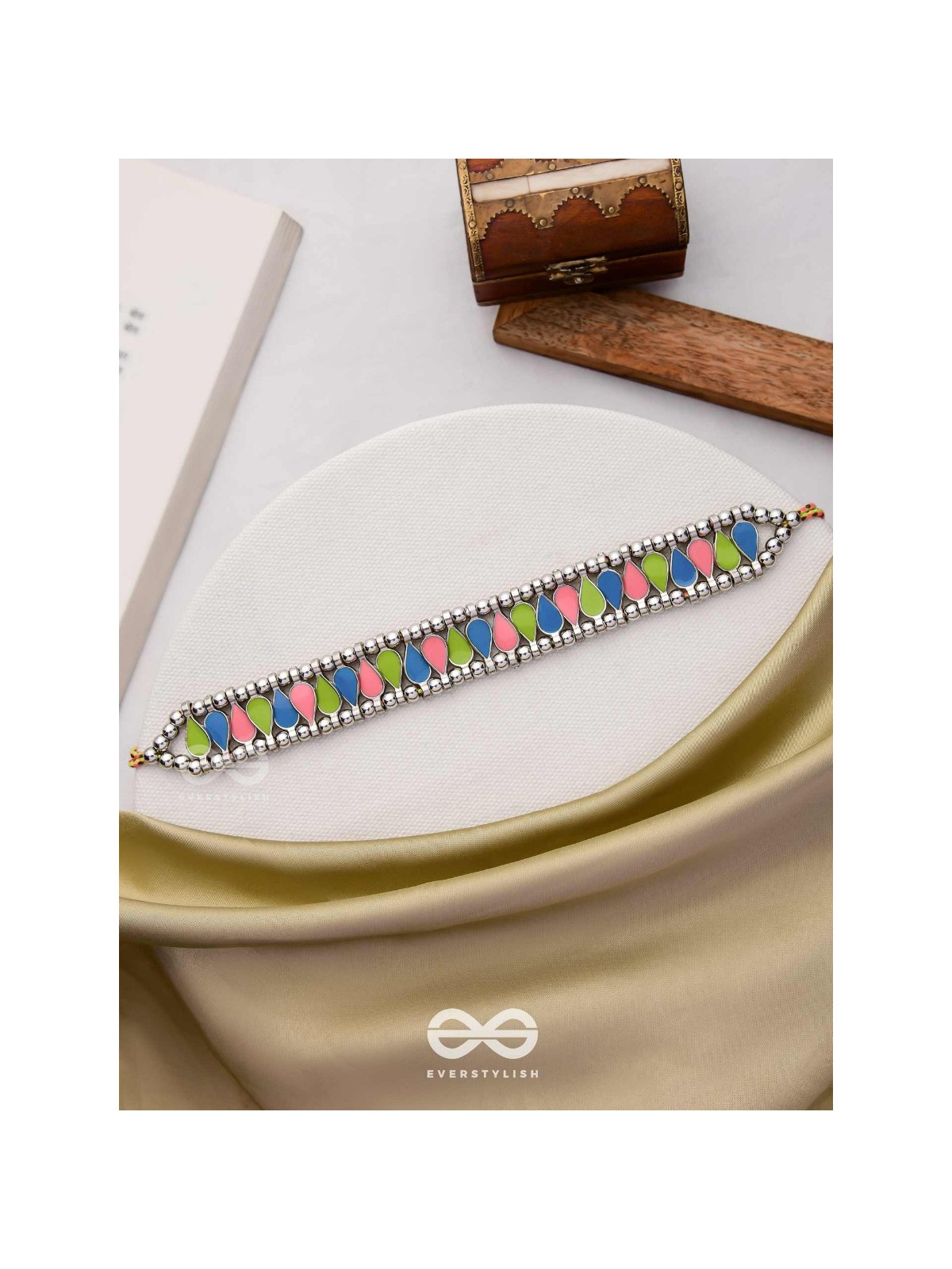  The Vivid Drops - Enamelled Oxidised Choker Neckpiece (Multicolour)