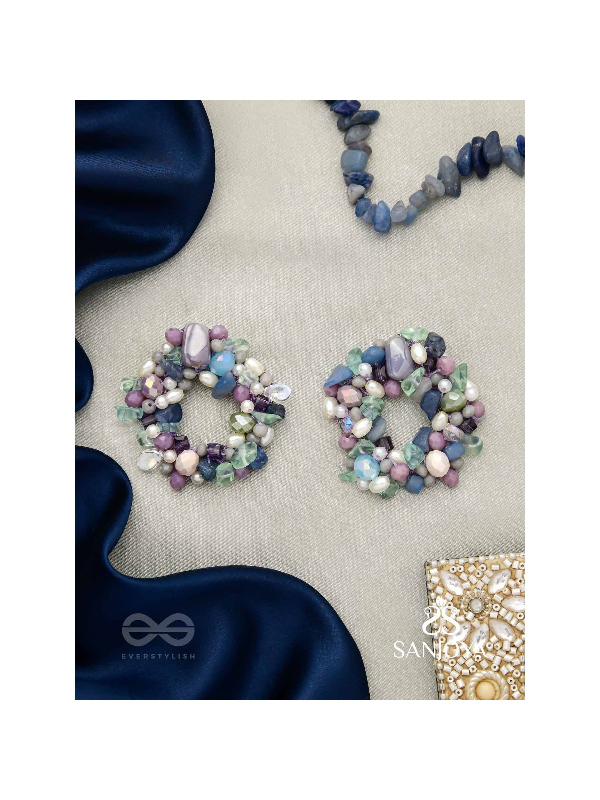 Vilohita - The Lilac Luxury- Beads Hand Embroidered Earrings