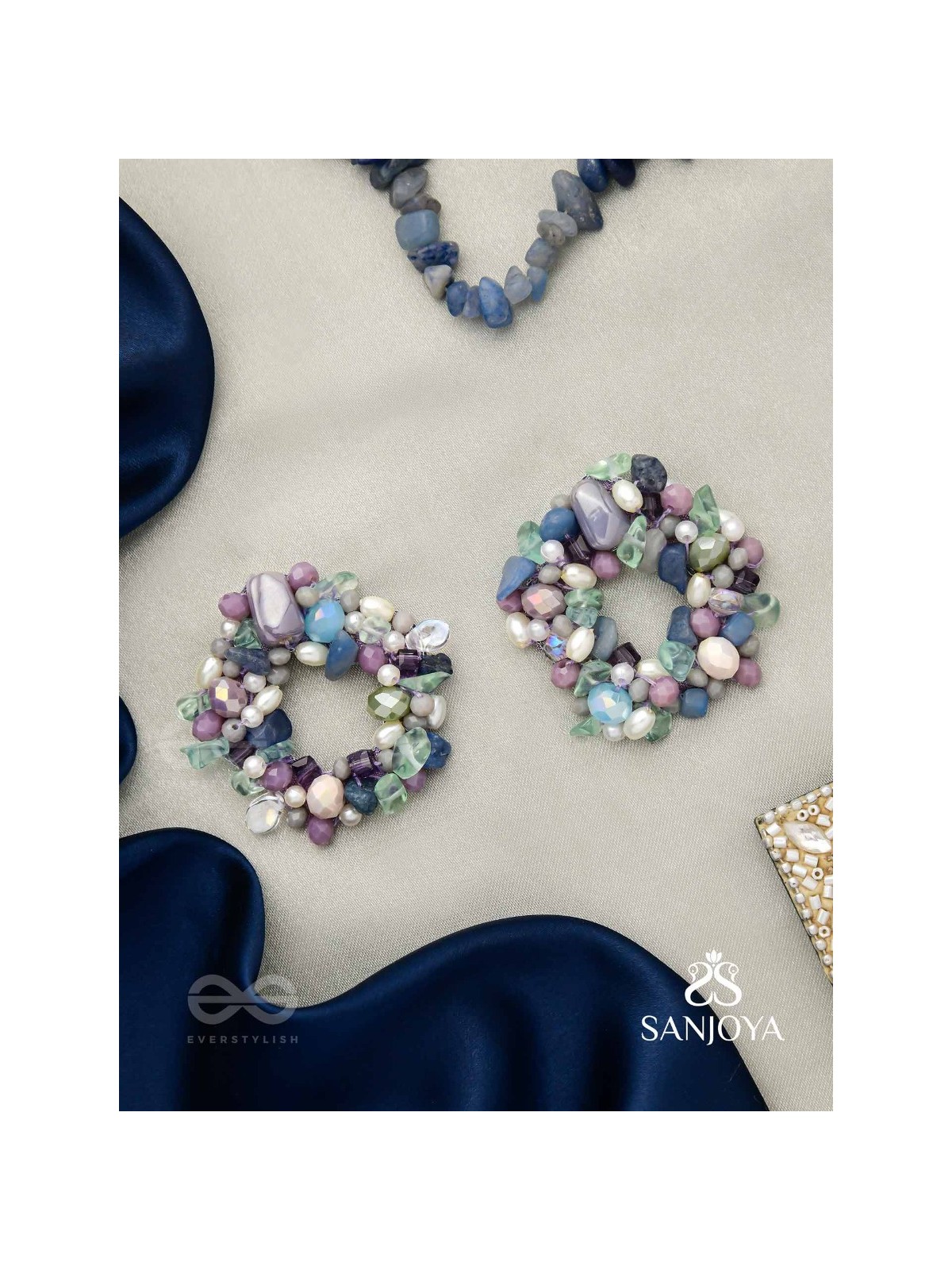 Vilohita - The Lilac Luxury- Beads Hand Embroidered Earrings