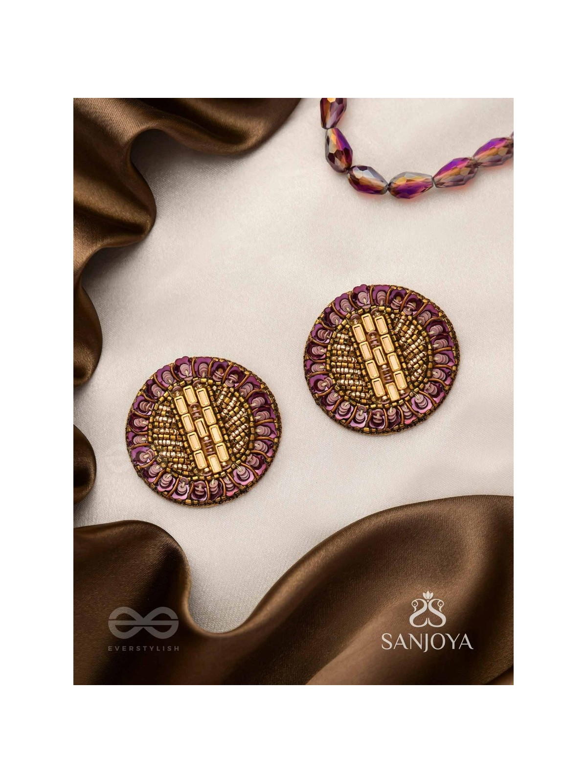 Anantya- The Infinity Loop- Sequins And Beads Hand Embroidered Earrings