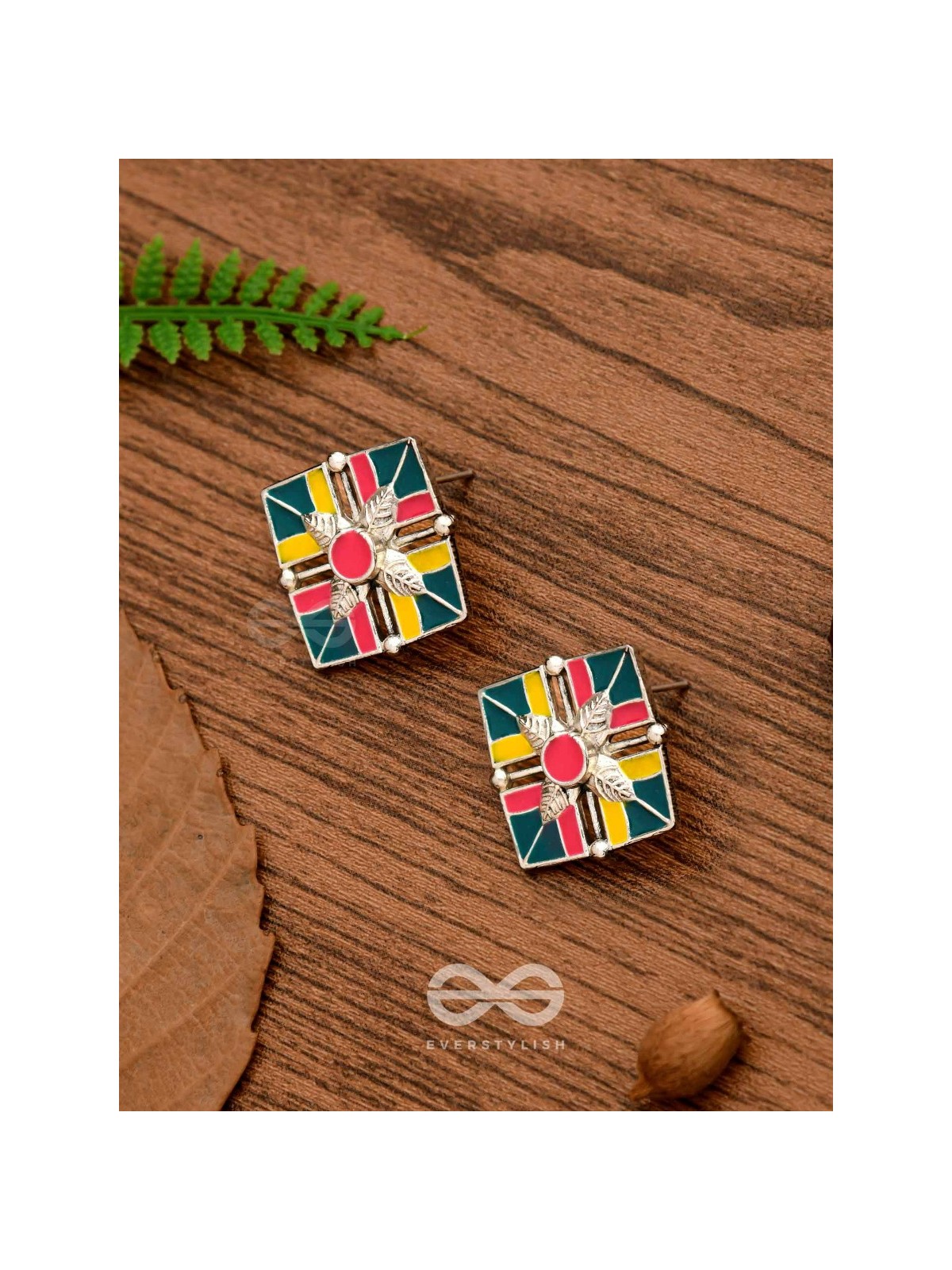 The Homestead Hues- Enamelled Oxidised Earrings