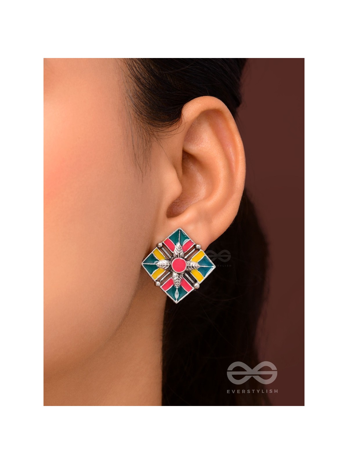 The Homestead Hues- Enamelled Oxidised Earrings