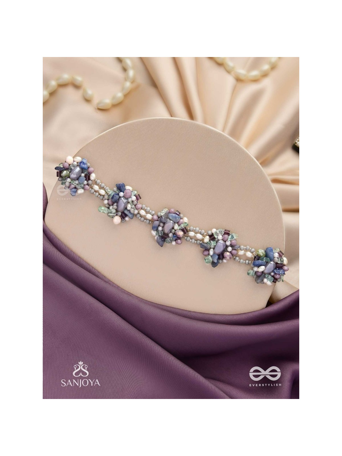 Devasesa- Remnants Of The Sea- Beads And Stones Hand Embroidered Necklace