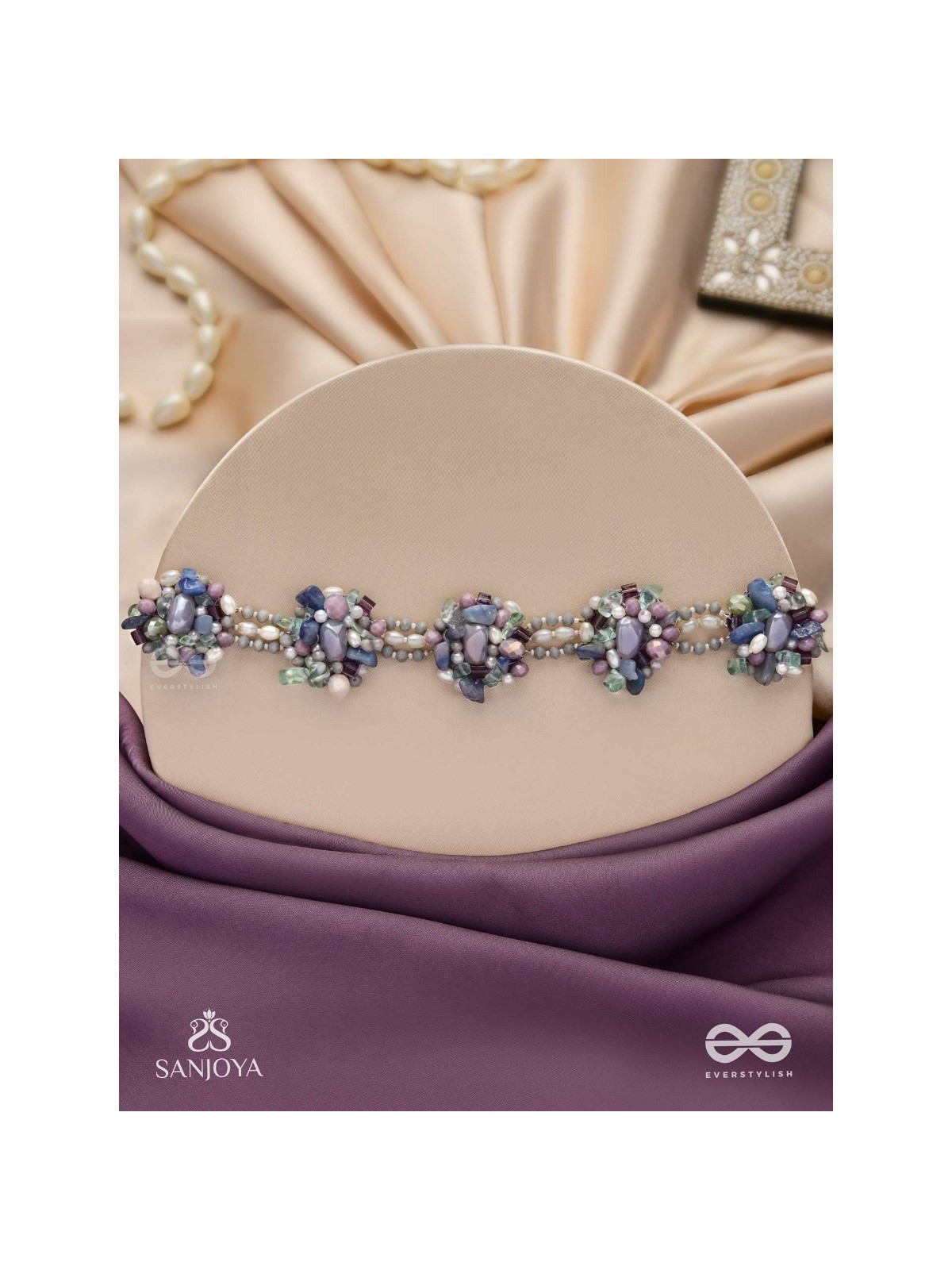 Devasesa- Remnants Of The Sea- Beads And Stones Hand Embroidered Necklace