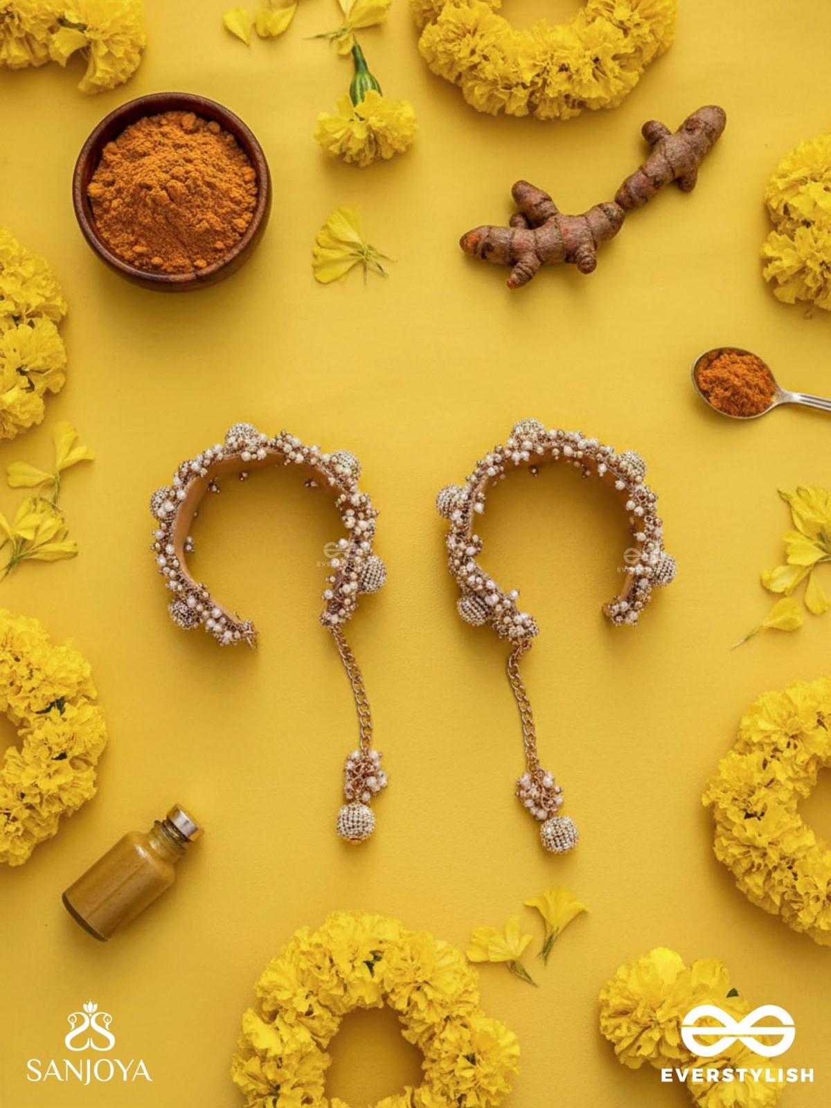 Shlaghya - The Glorious Creations - Beaded Hand Embroidered Cuff Bracelets (Set Of 2)