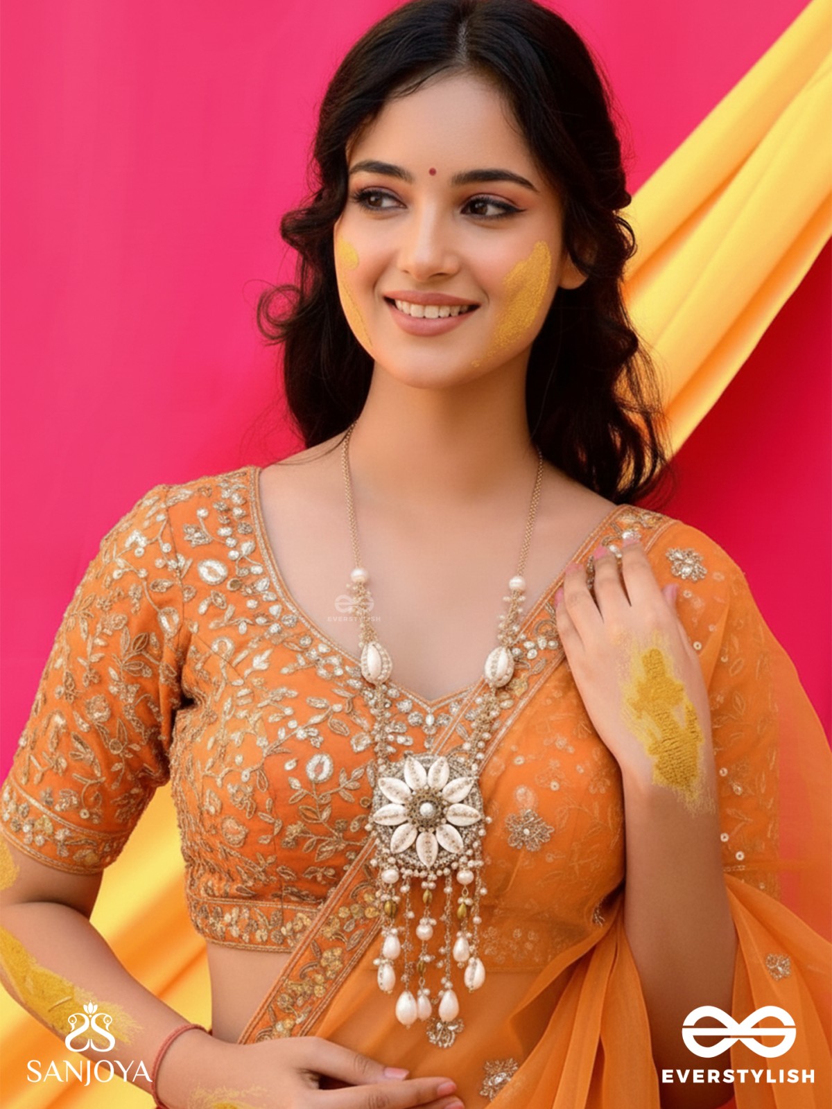 Upkulam - The Shore Letters - Shells, Beads And Pearl Drops Hand Embroidered Neckpiece