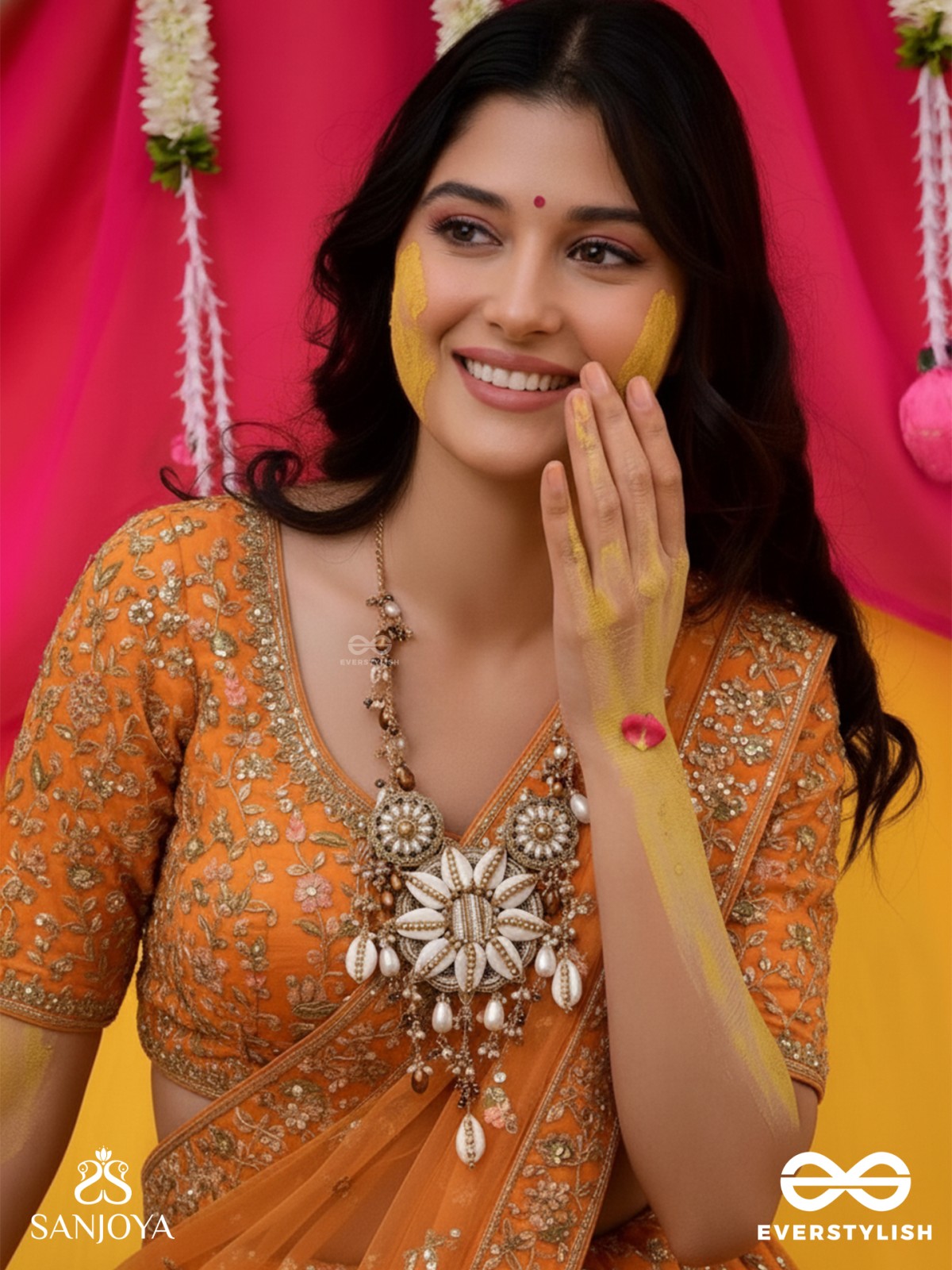 Anvadhya - The Splendid Divinity - Shells, Beads, Pearl And Glass Drops Hand Embroidered Neckpiece