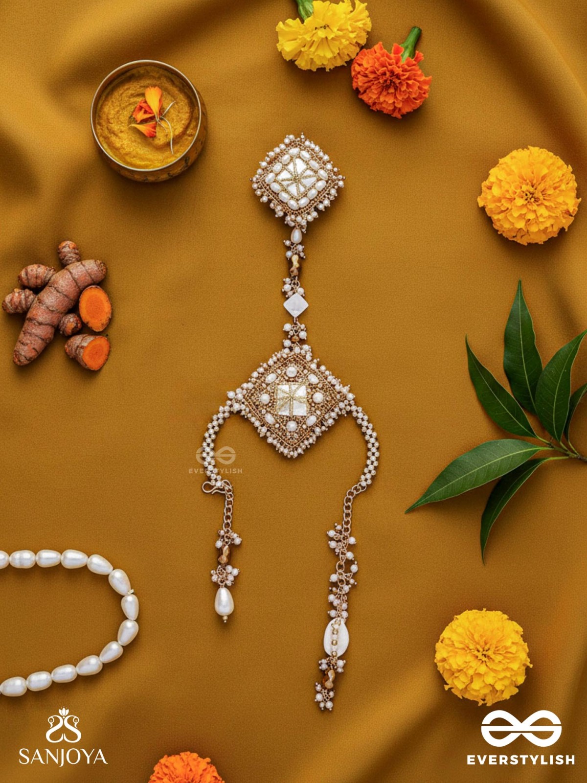 Abhyupayan - Gift From The Heavens - Beads, Pearls Glass Drops Hand Embroidered Haathphool