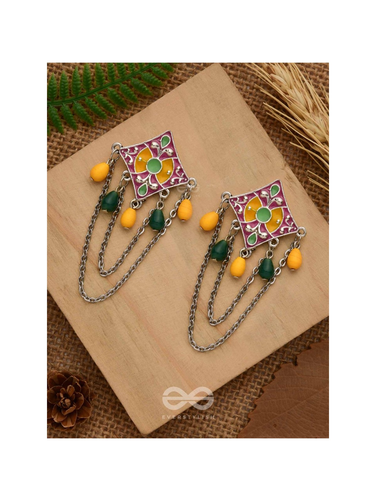 The Countryside Charms - Enamelled Oxidised Earrings