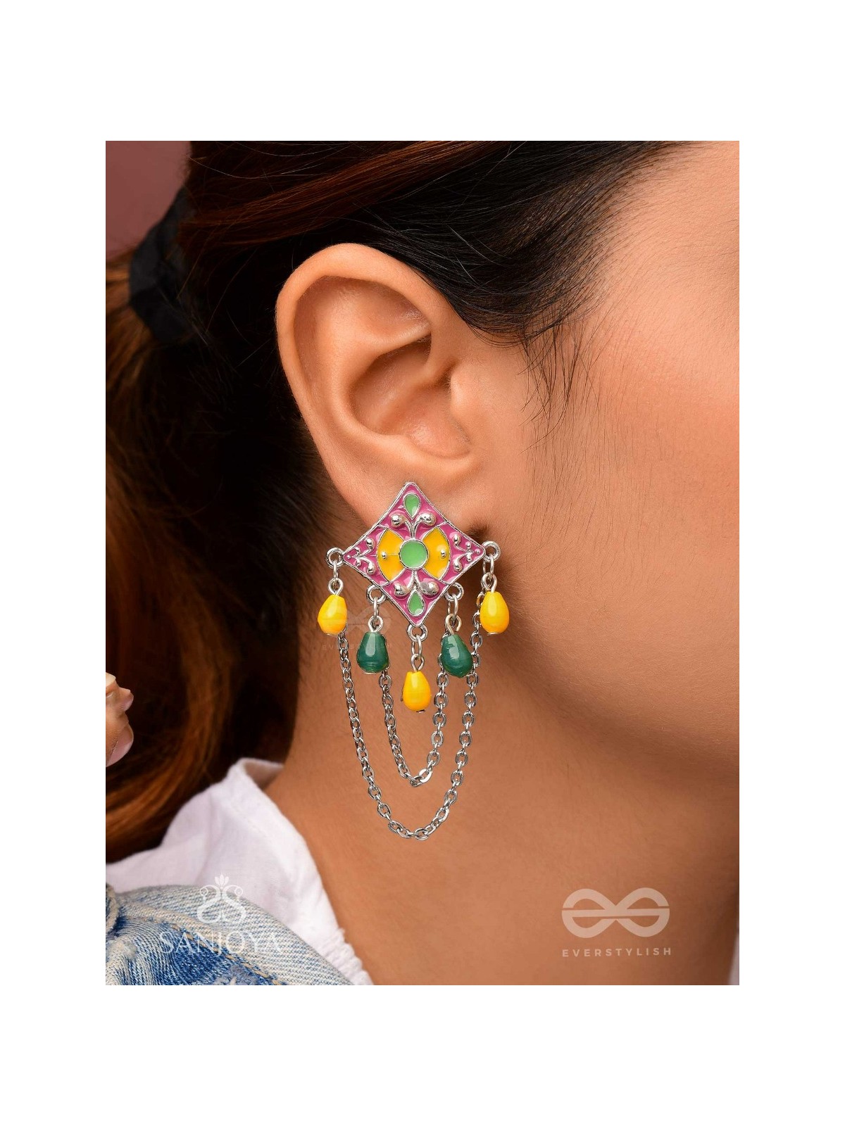 The Countryside Charms - Enamelled Oxidised Earrings